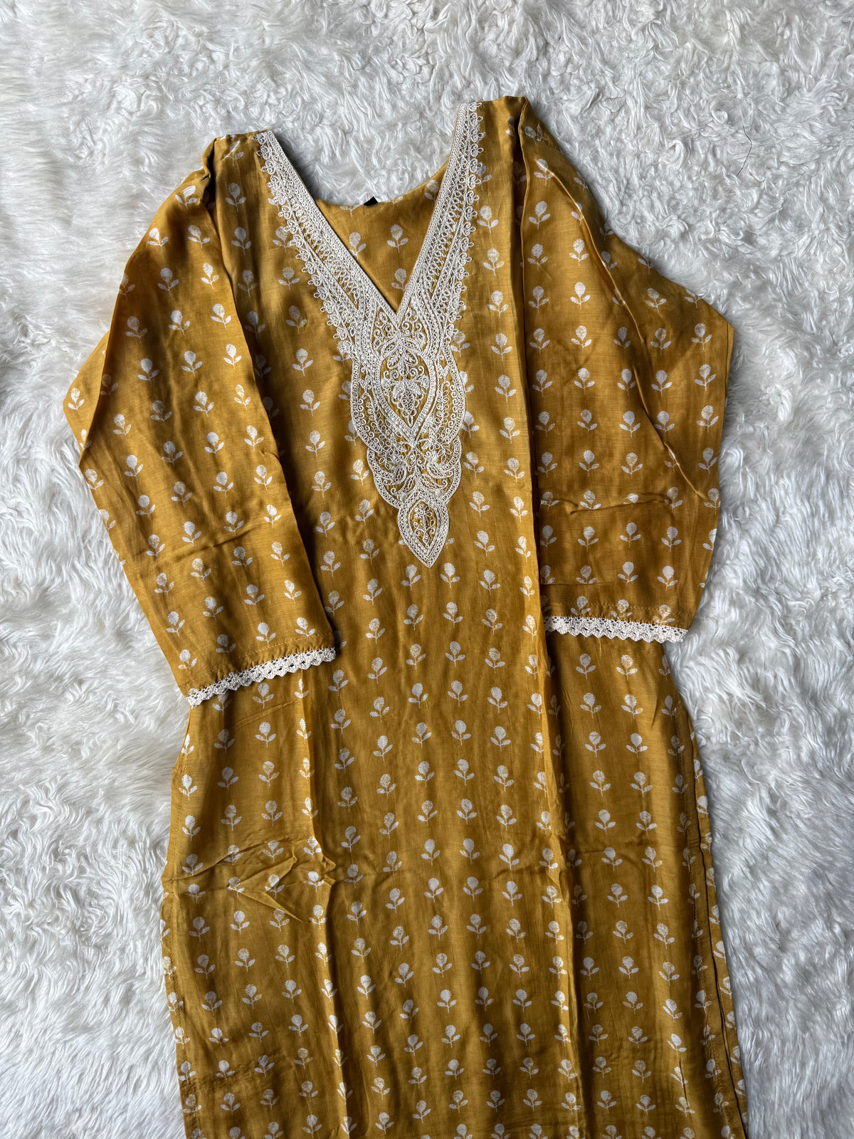 Pure Muslin Silk Kurti Pant Dupatta Set