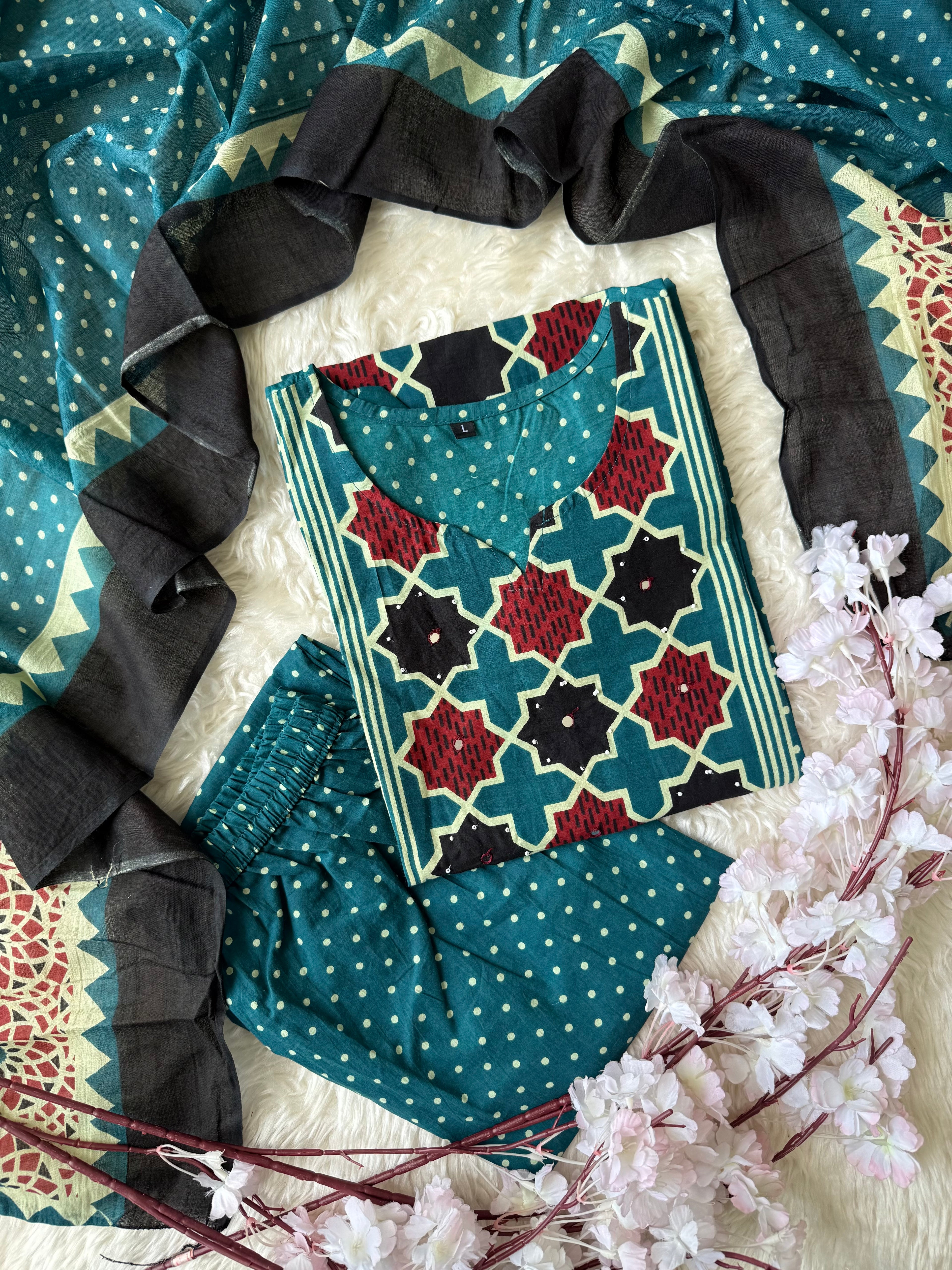 Budget Friendly Kurti Pant Dupatta Set