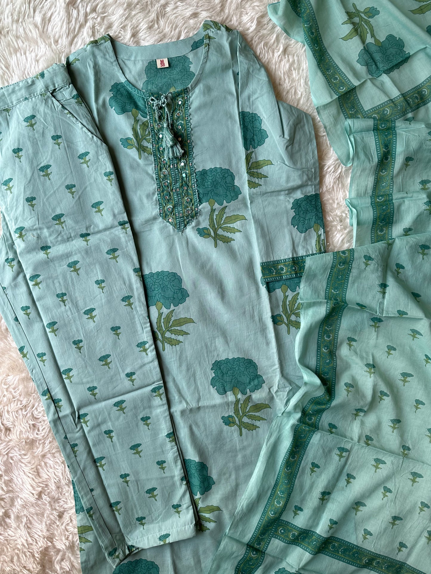 Mul Cotton Kurti Pant Dupatta Set