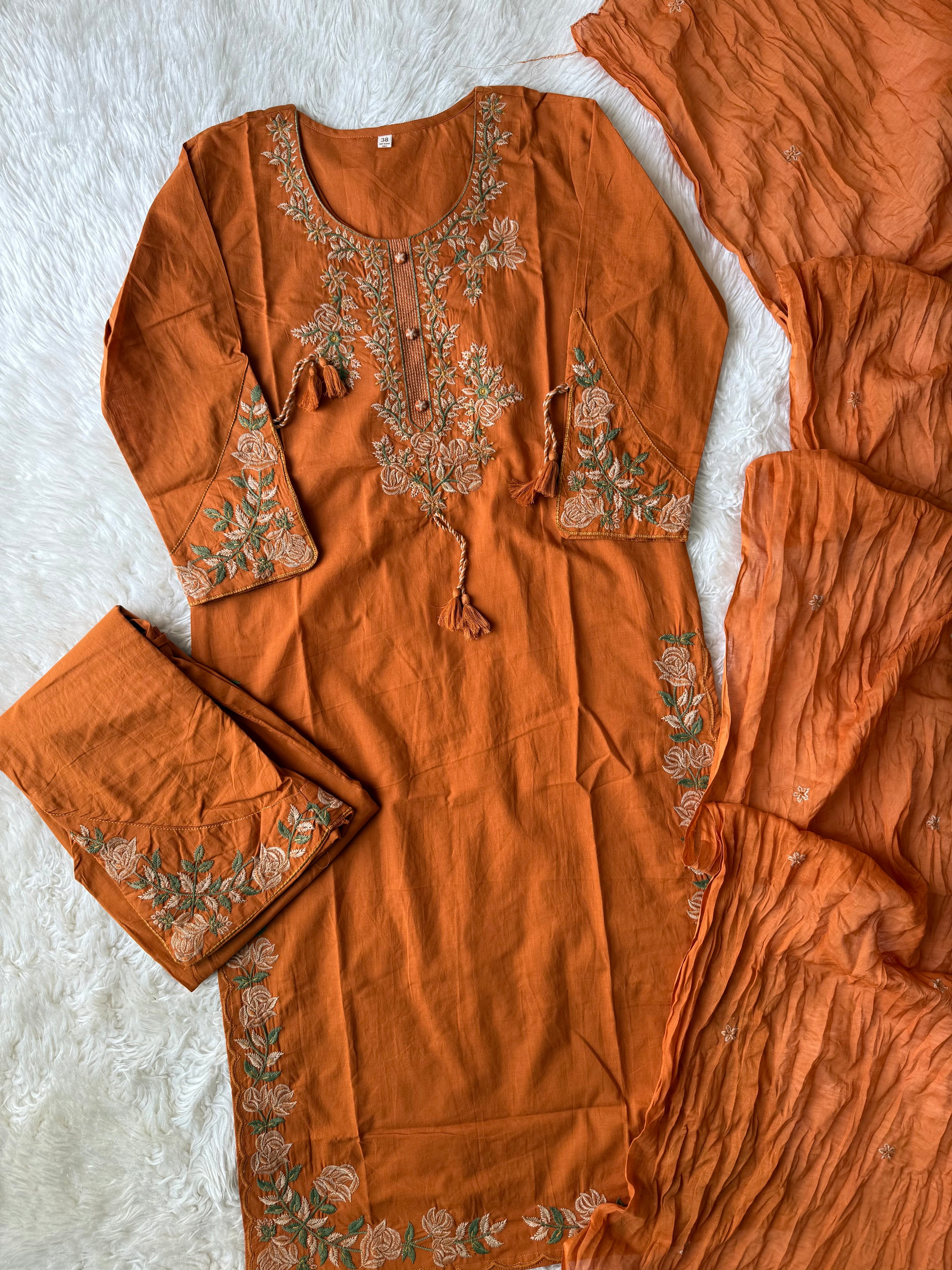 Premium Cotton Kurti Pant Dupatta Set