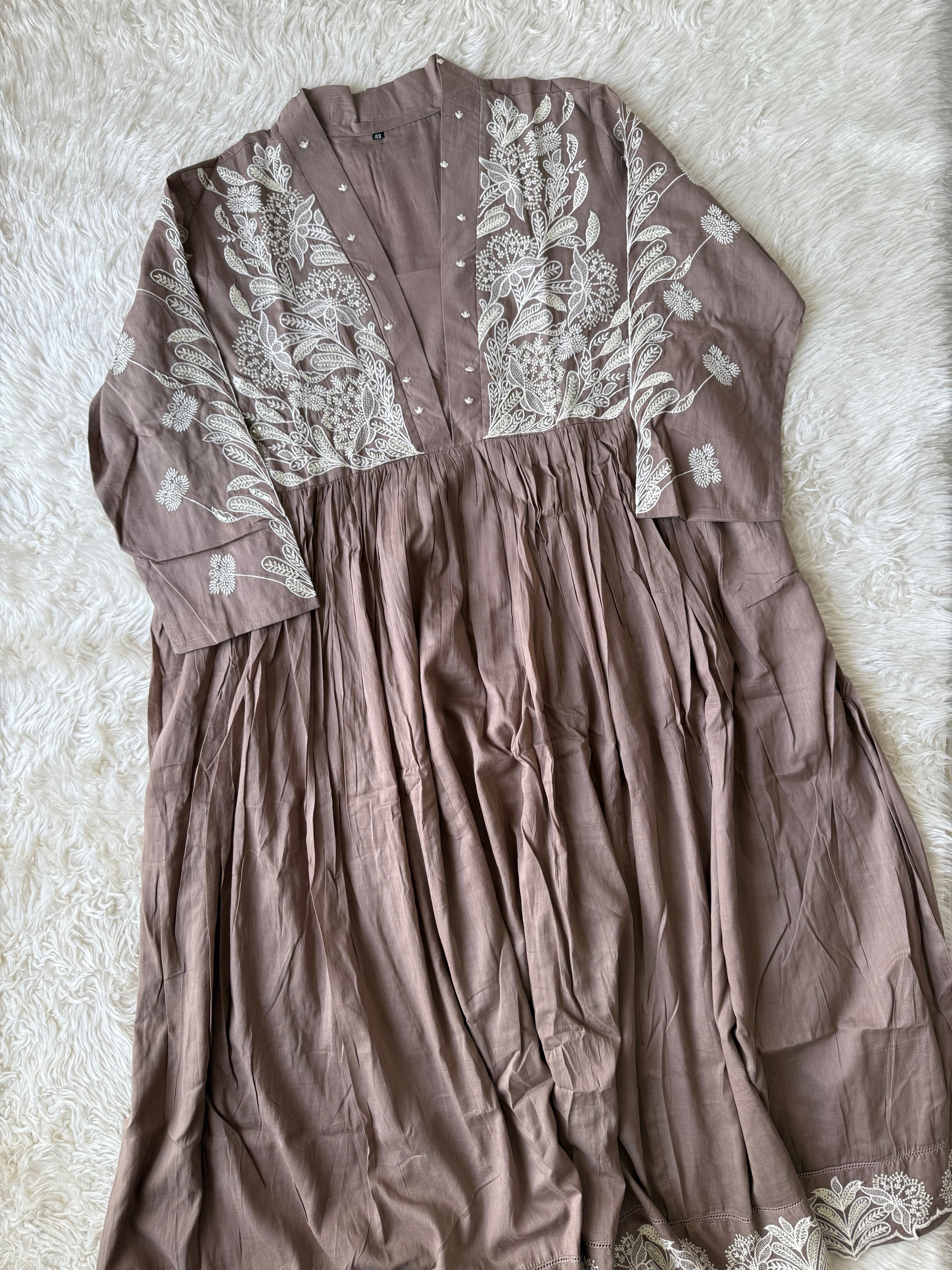 Mul Cotton FLARE Kurti Pant Dupatta Set