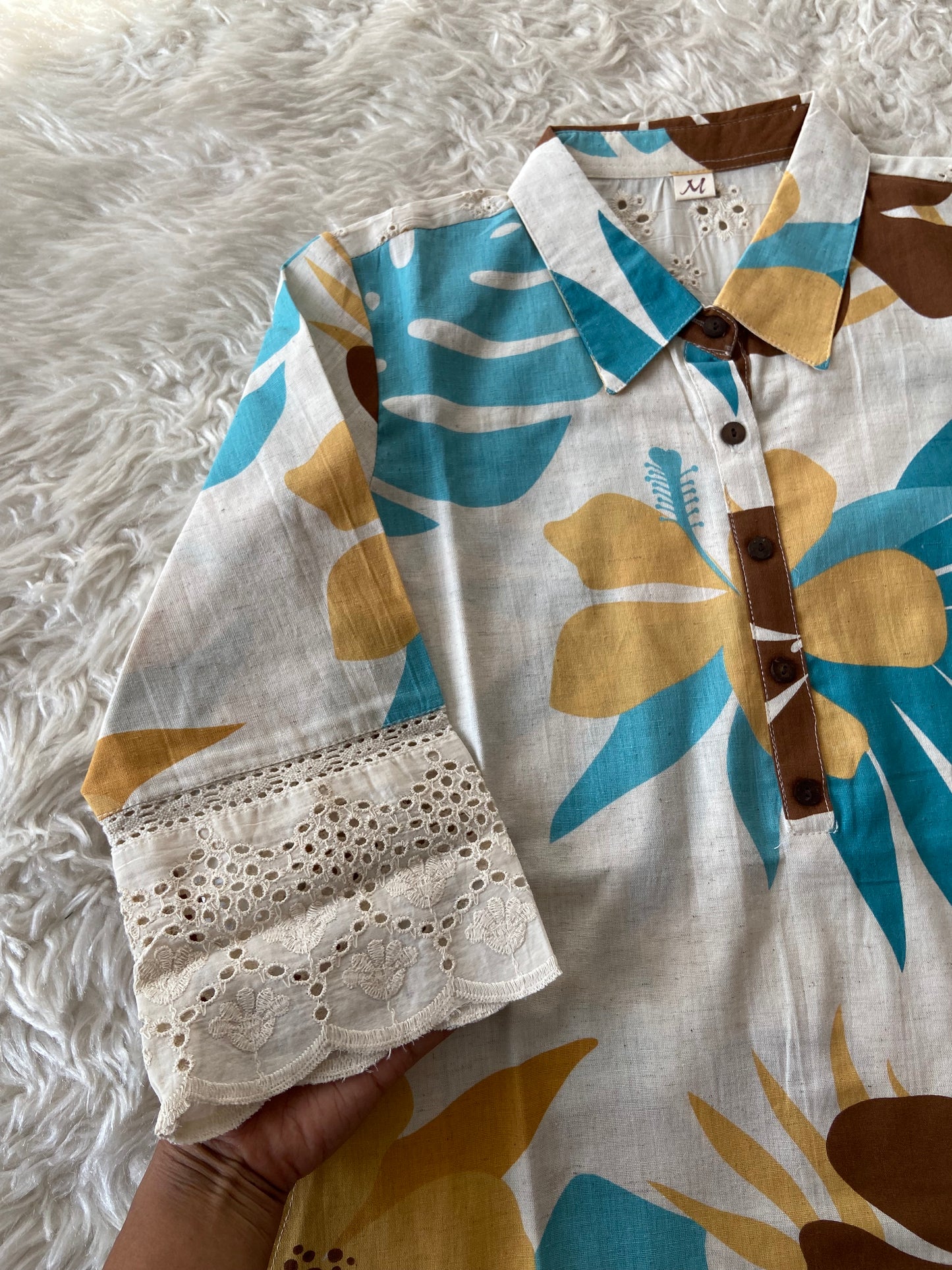 Khadi Cotton kurti with Lace details
