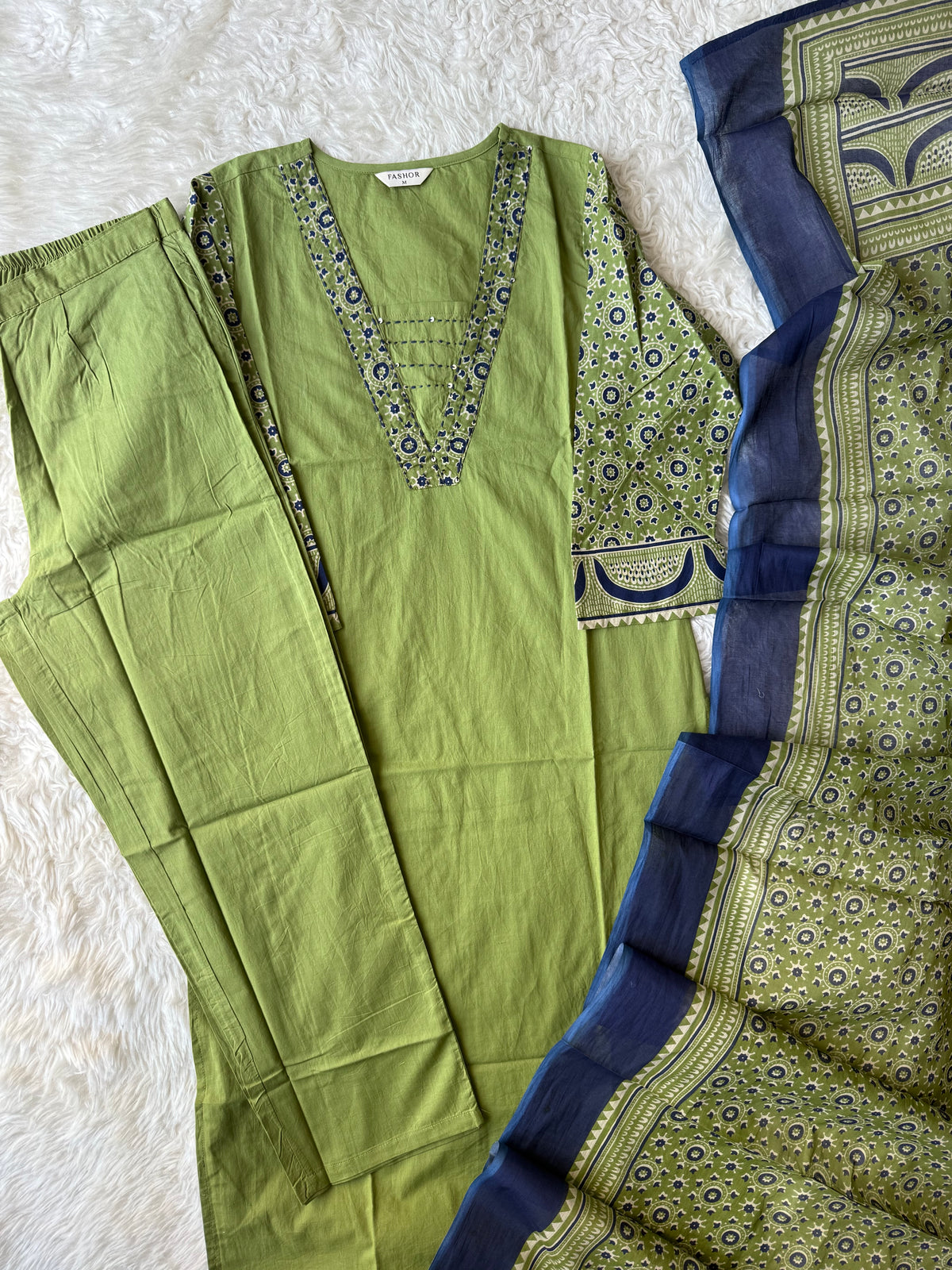 Premium Cotton Kurti Pant Dupatta Set