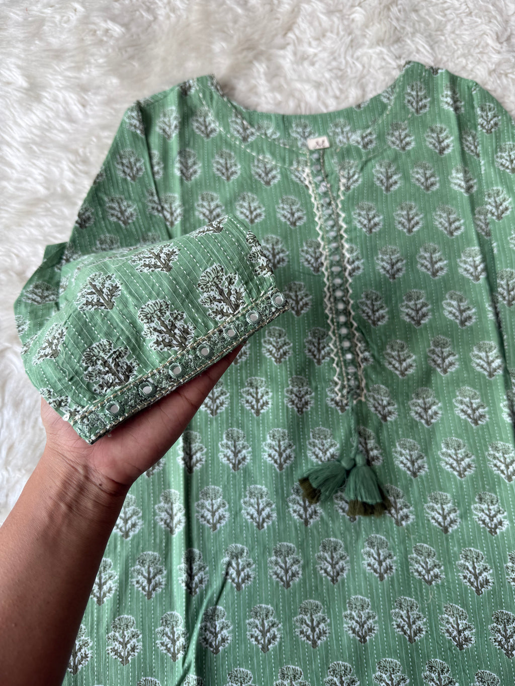 Premium Cotton “Katha” Details Kurti
