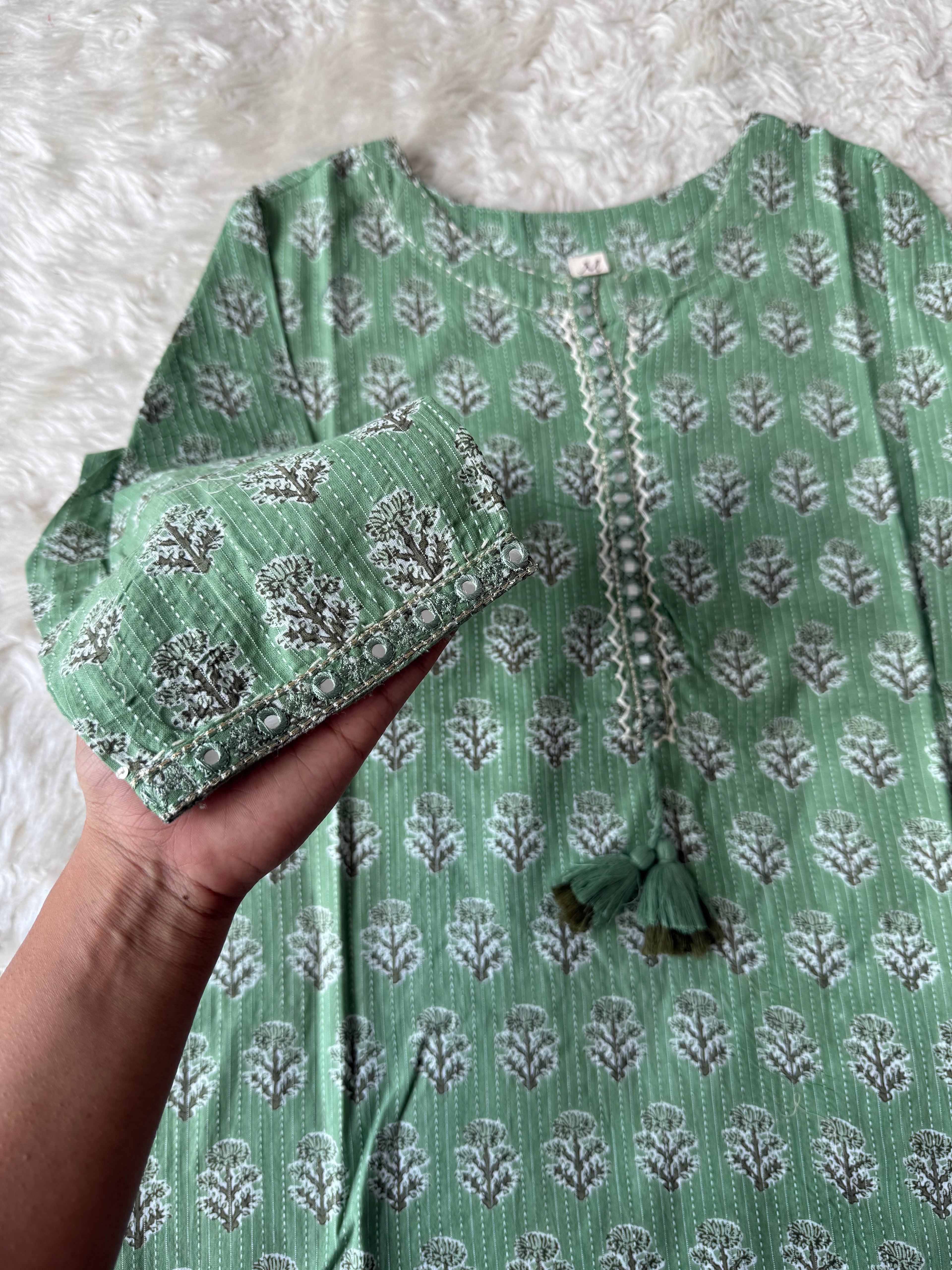 Premium Cotton “Katha” Details Kurti