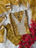Pure Muslin Silk Kurti Pant Dupatta Set