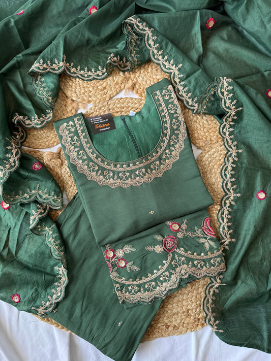 Muslin Silk Kurti Sharara Dupatta Set