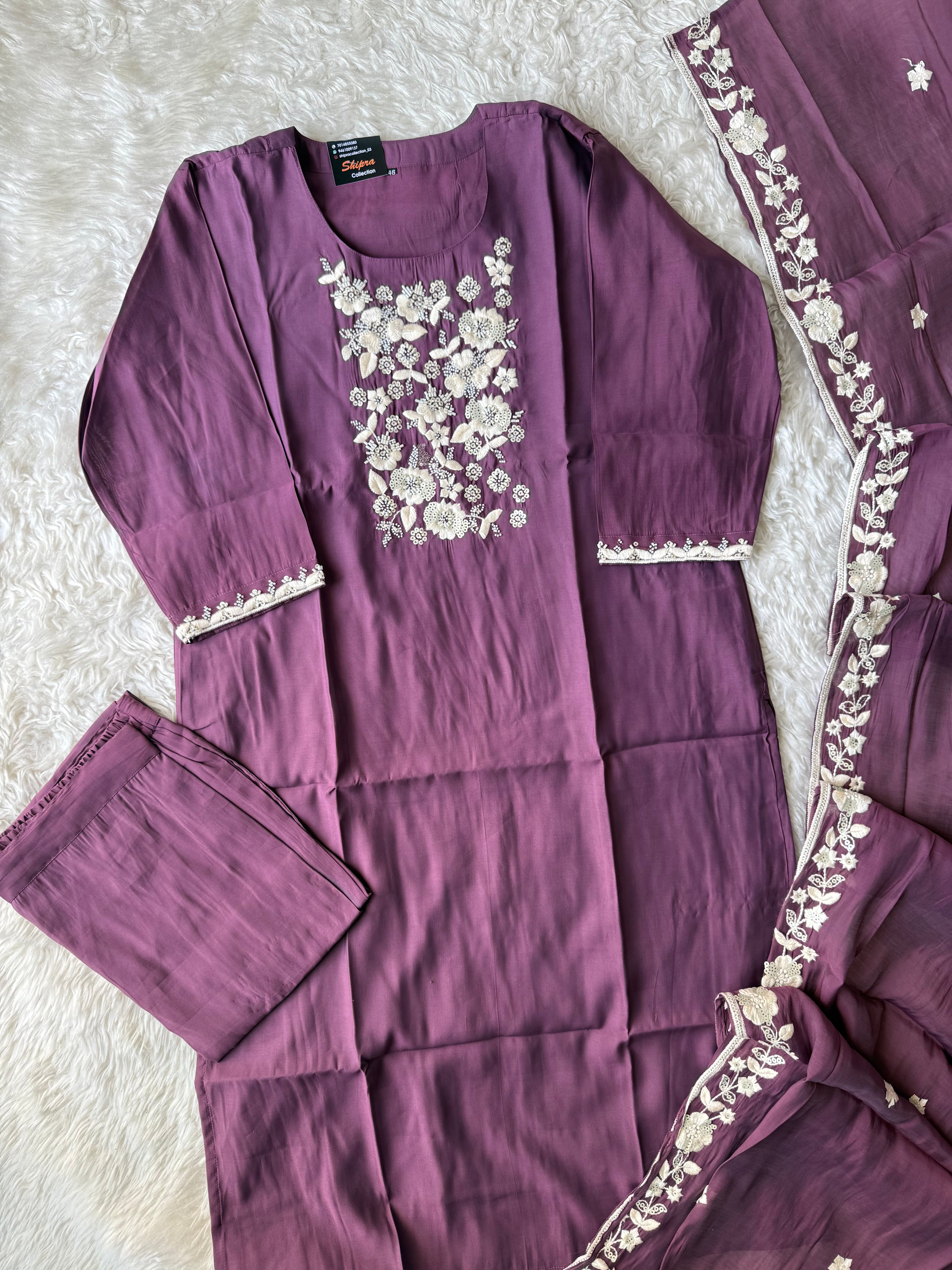 “Plus Size” Roman Silk Kurti Pant Dupatta Set