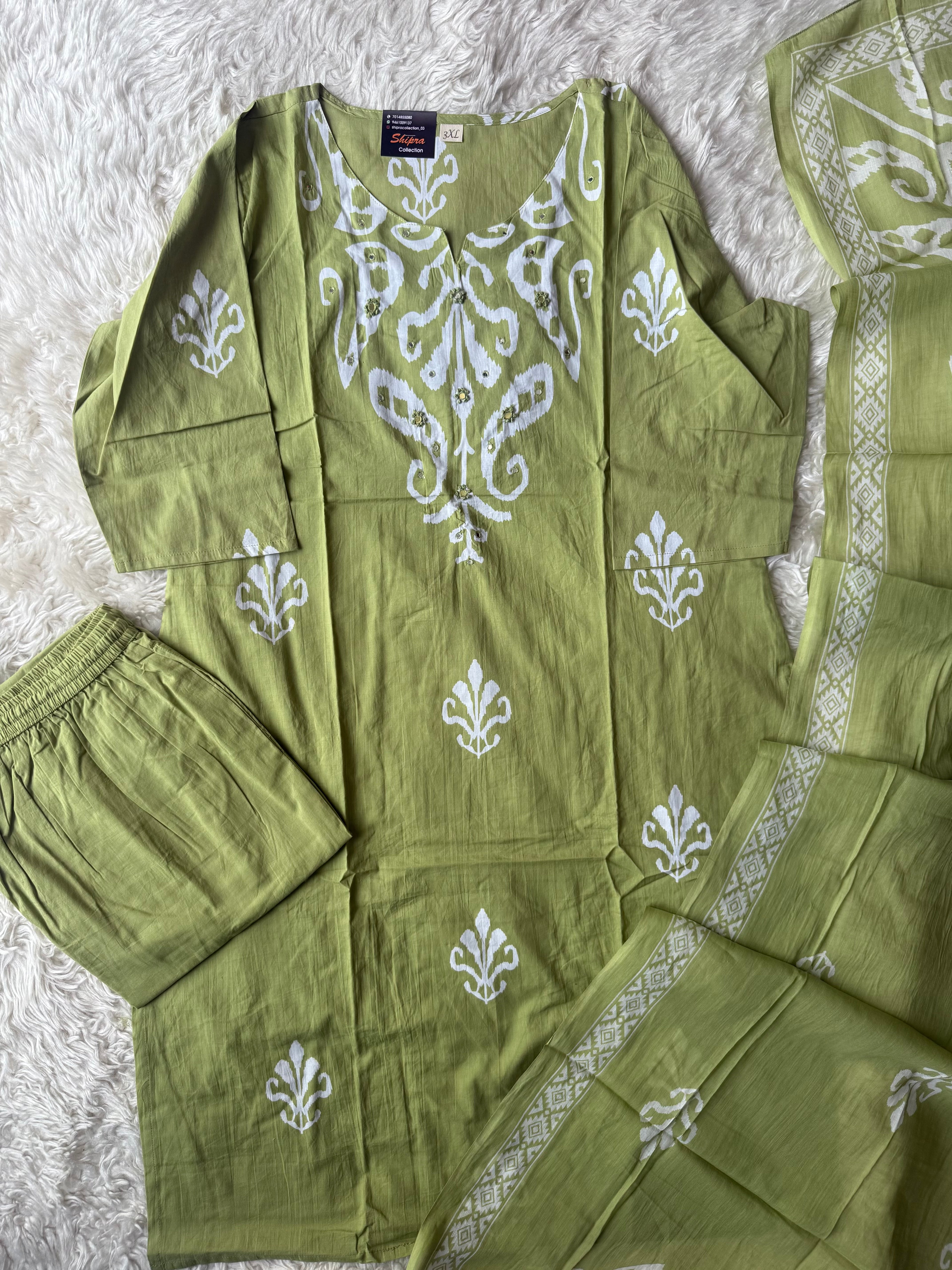 Premium Cotton Kurti Pant Dupatta Set