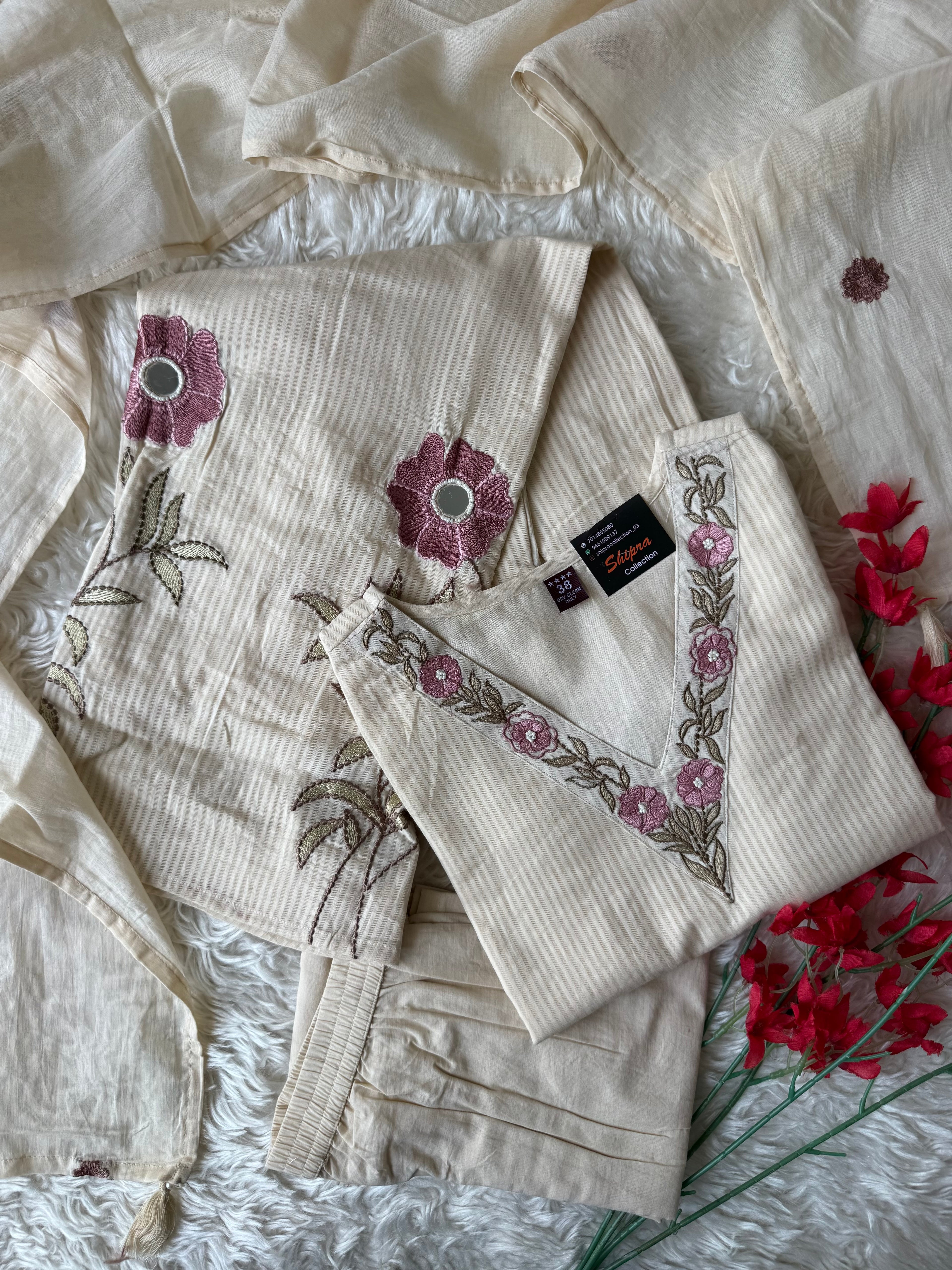 Mul Cotton Kurti Pant Dupatta Set