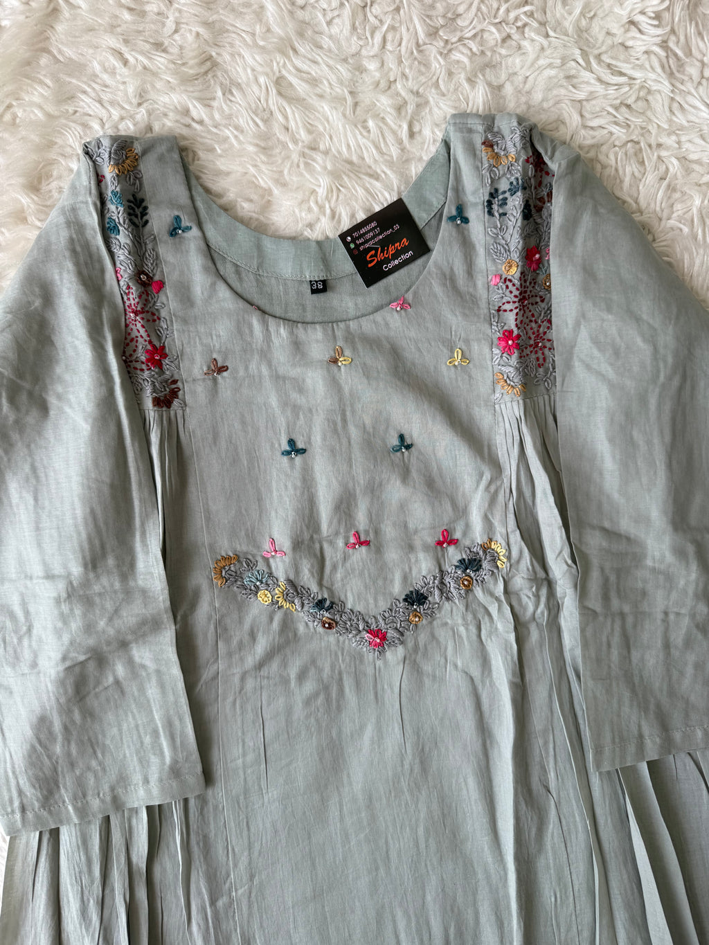 Mul Chanderi Kurti Pant Dupatta Set