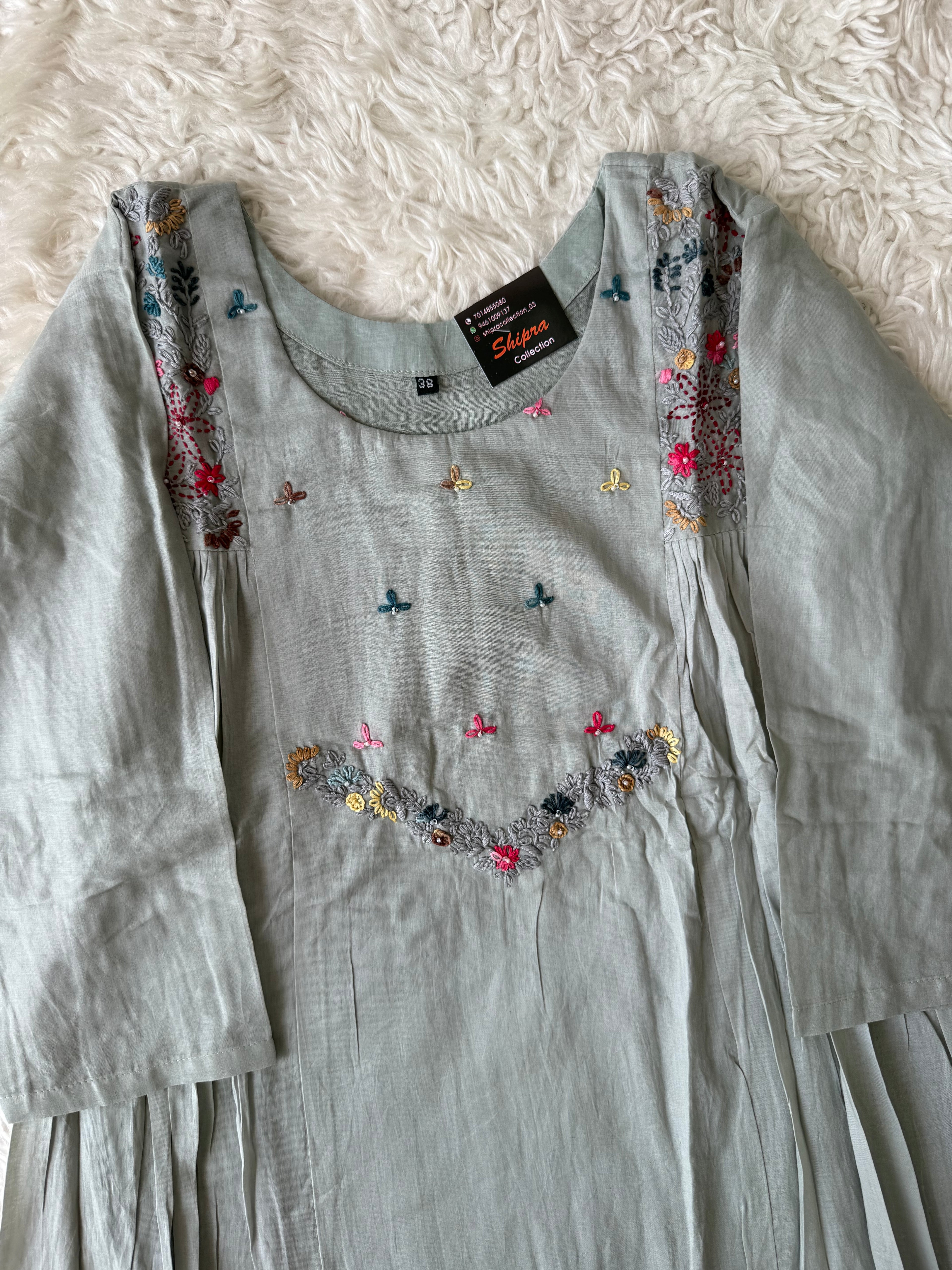 Mul Chanderi Kurti Pant Dupatta Set