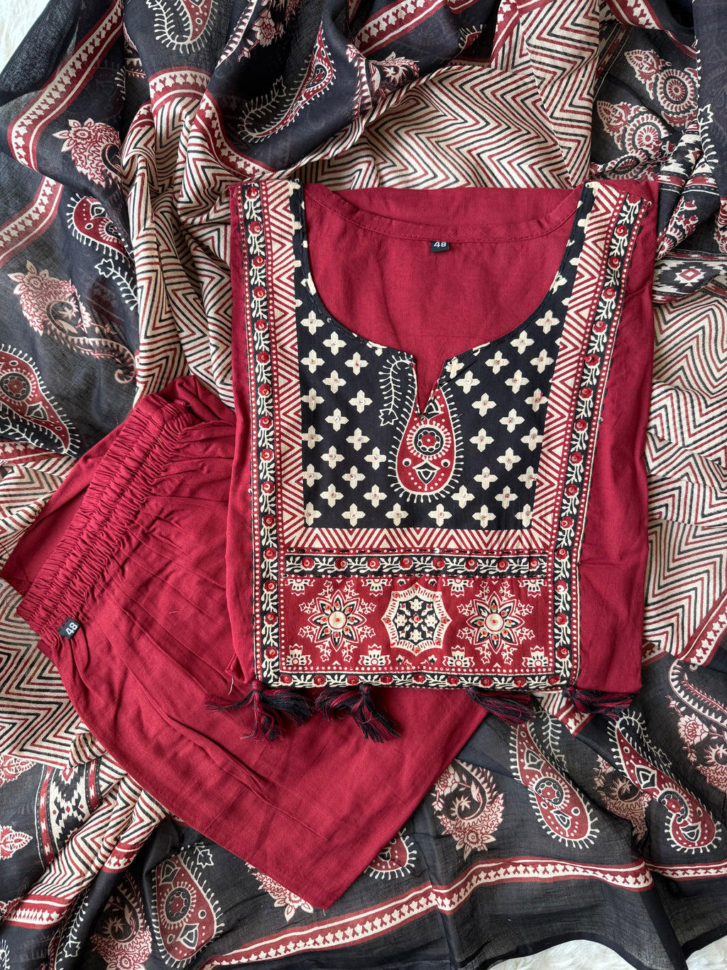 Pure Cotton Kurti Pant Dupatta Set