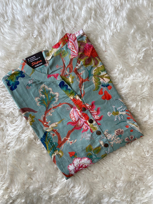 Premium Cotton Elbow Sleeves Kurti (Feeding Friendly)