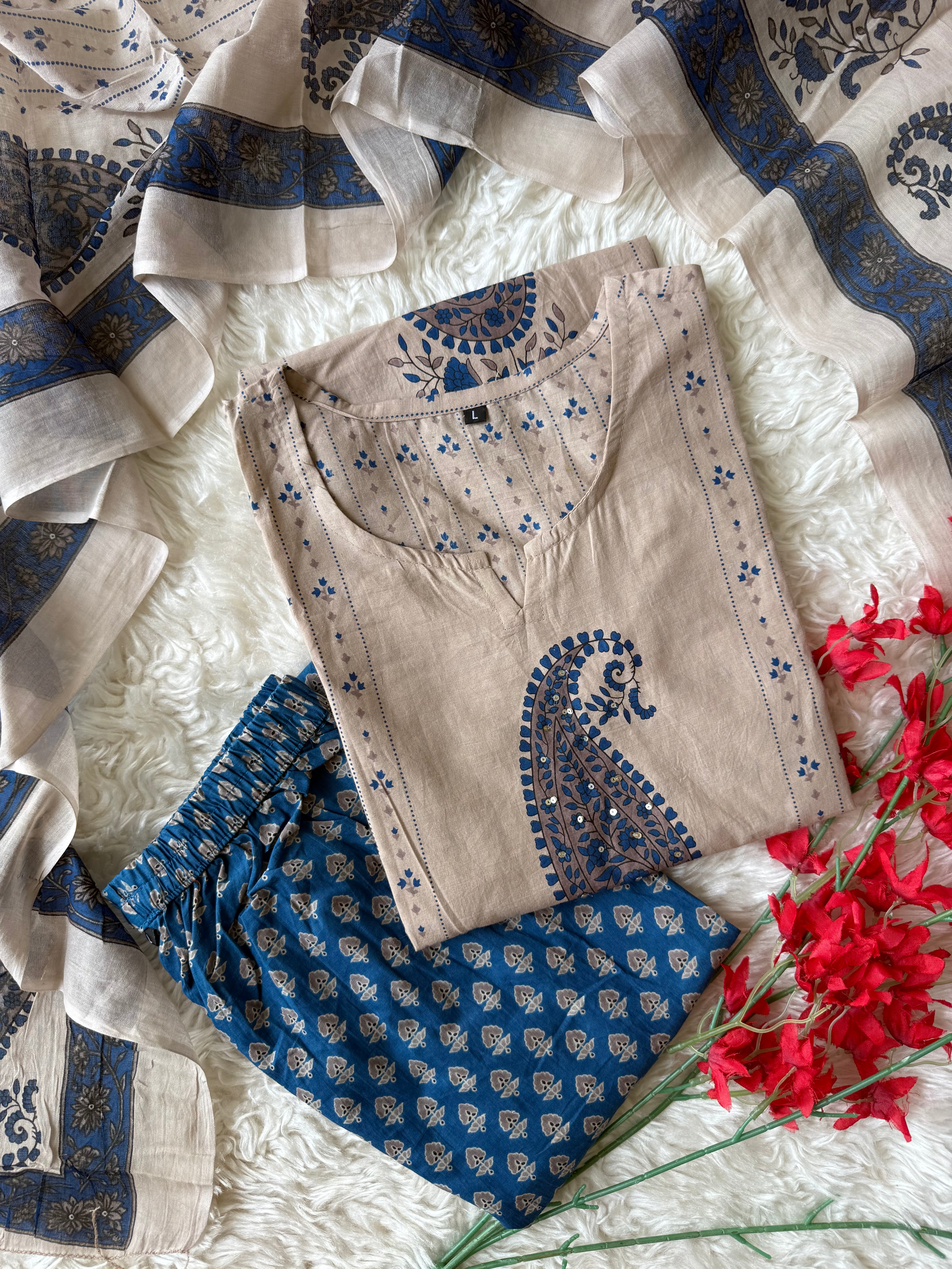 Budget Friendly Kurti Pant Dupatta Set