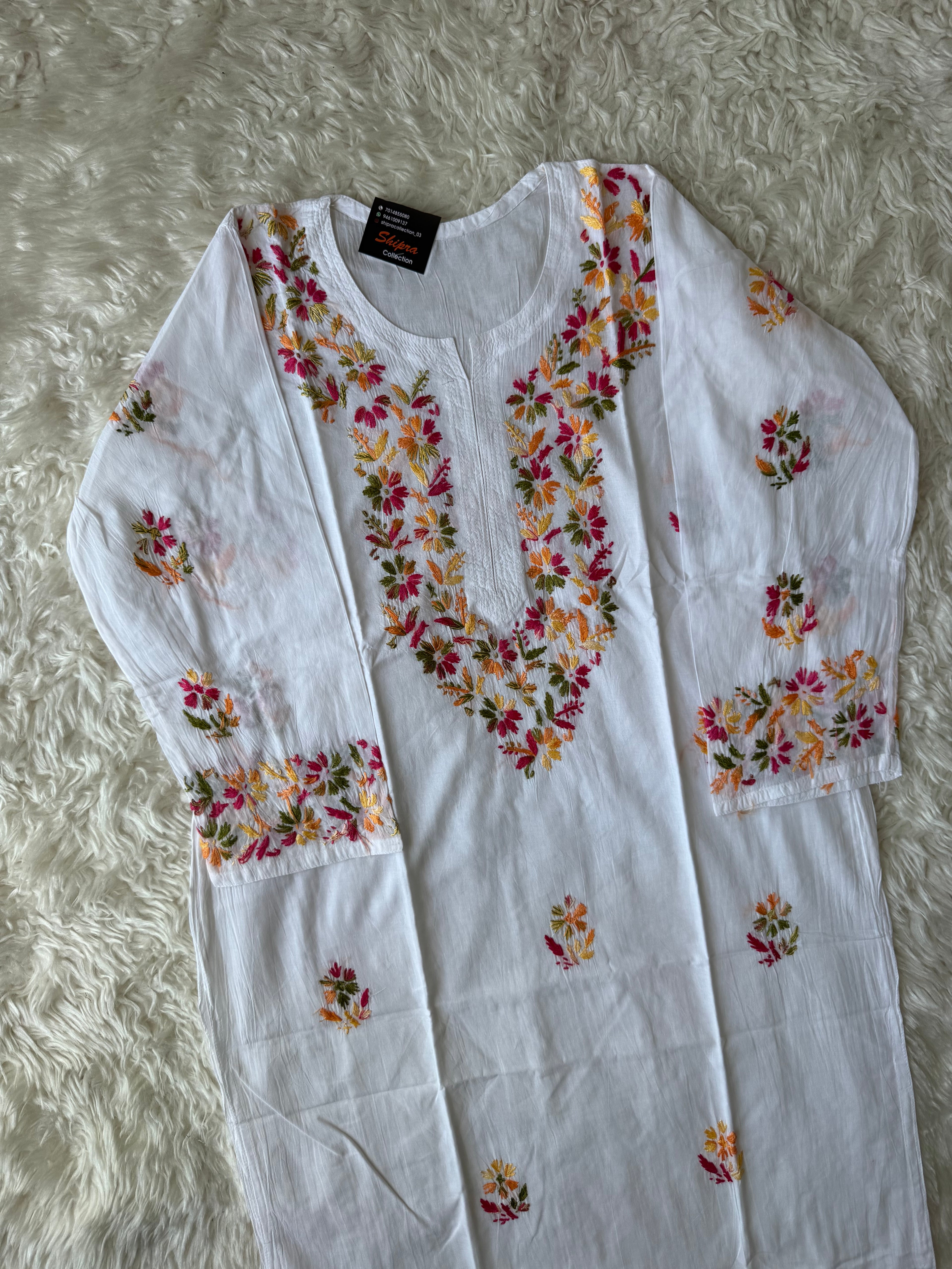 Mul Cotton Chikankari kurti