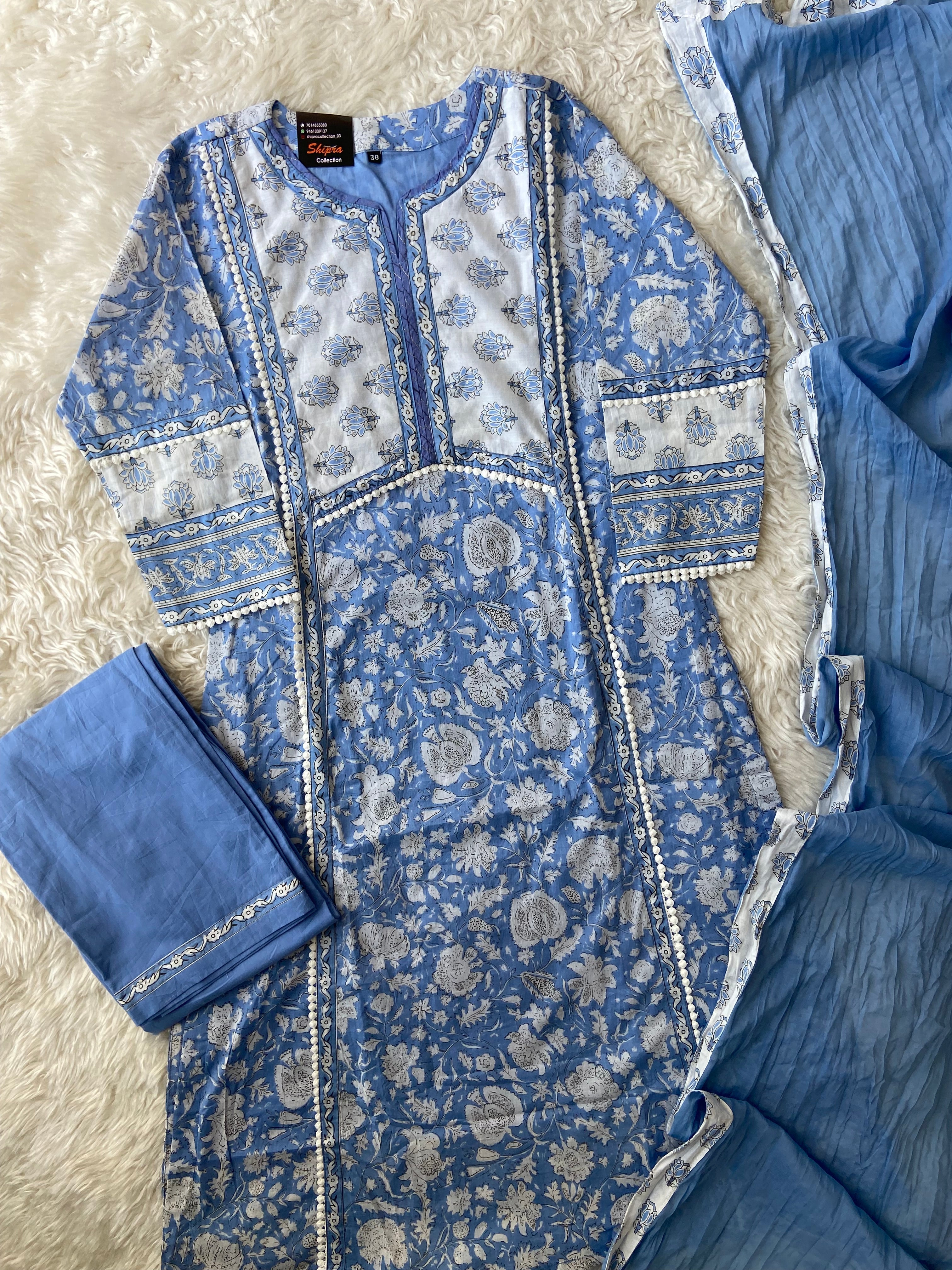 Premium Cotton Kurti Pant Dupatta Set