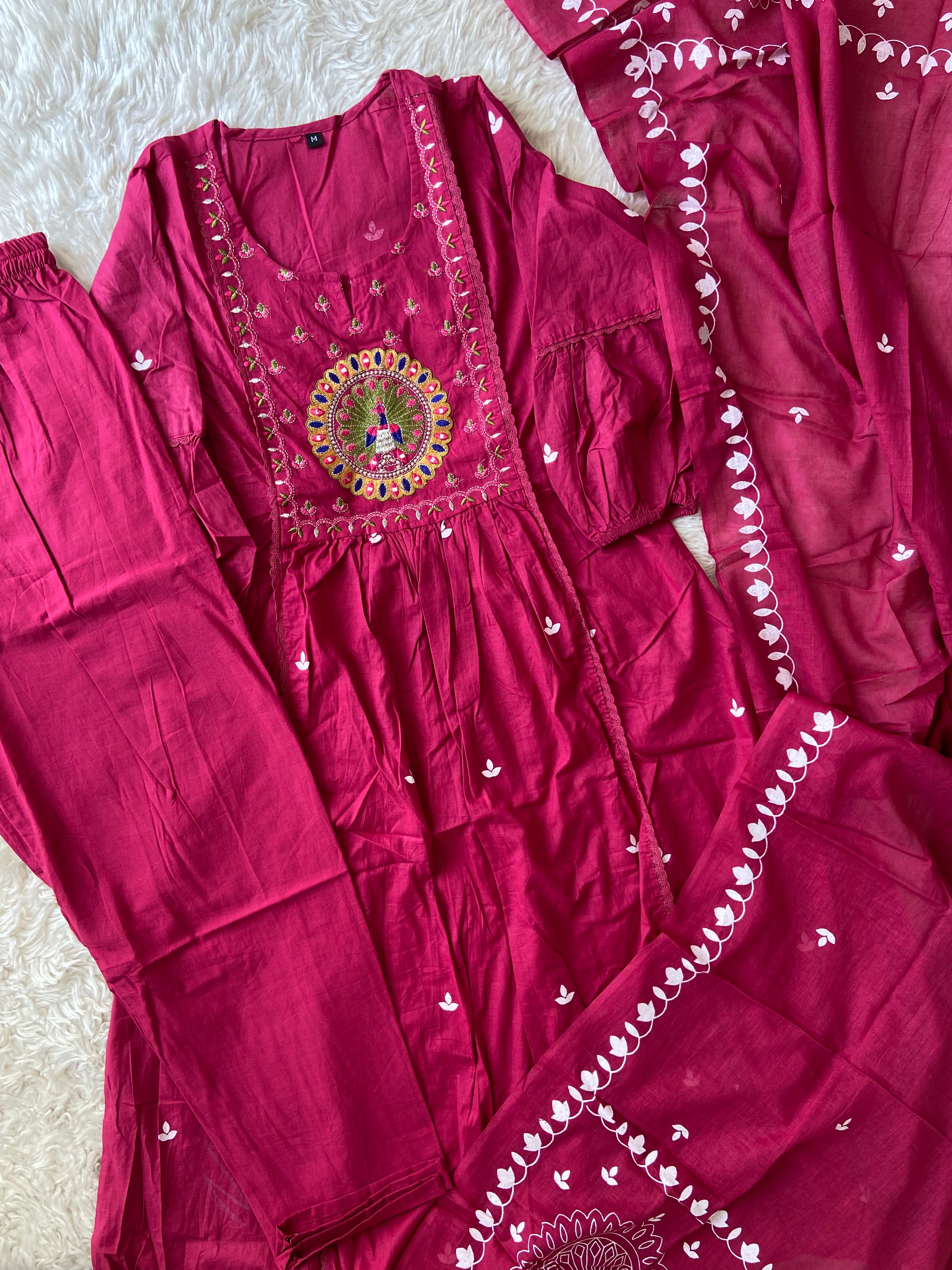 Budget Friendly Flare Kurti Pant Dupatta Set