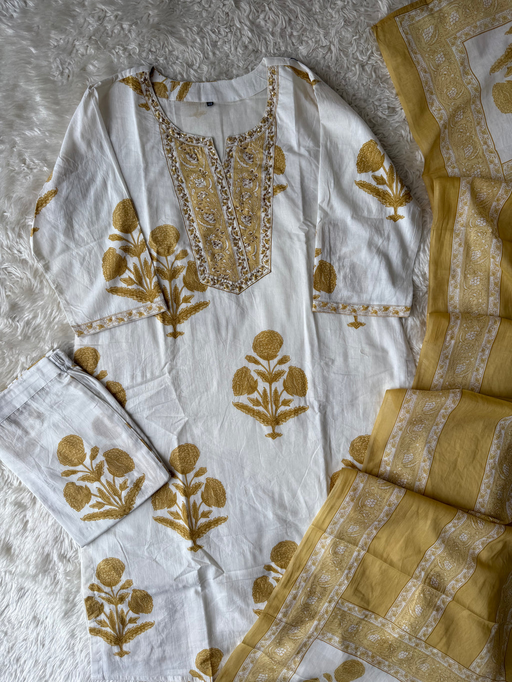 Premium Cotton Kurti Pant Dupatta Set