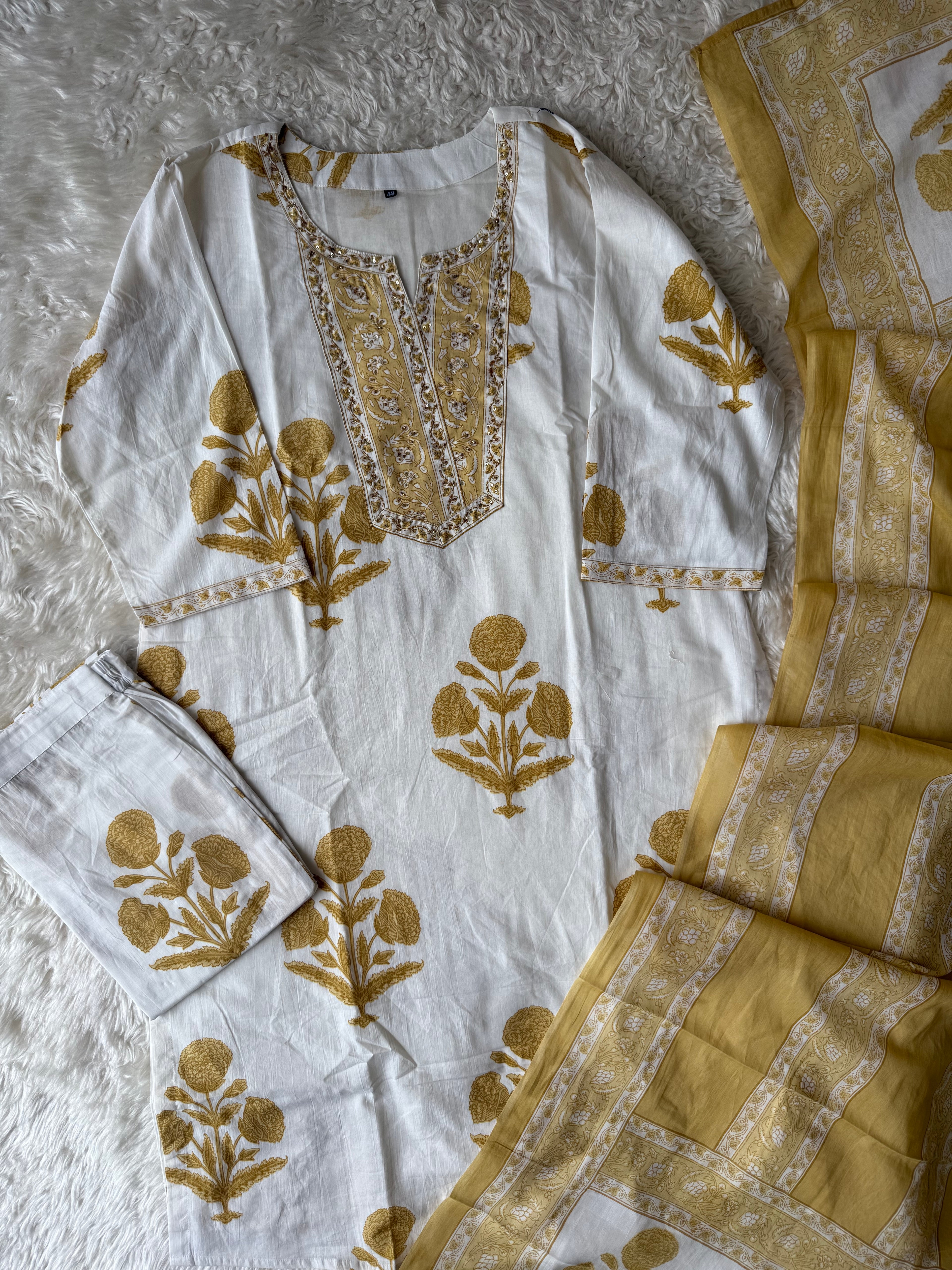 Premium Cotton Kurti Pant Dupatta Set
