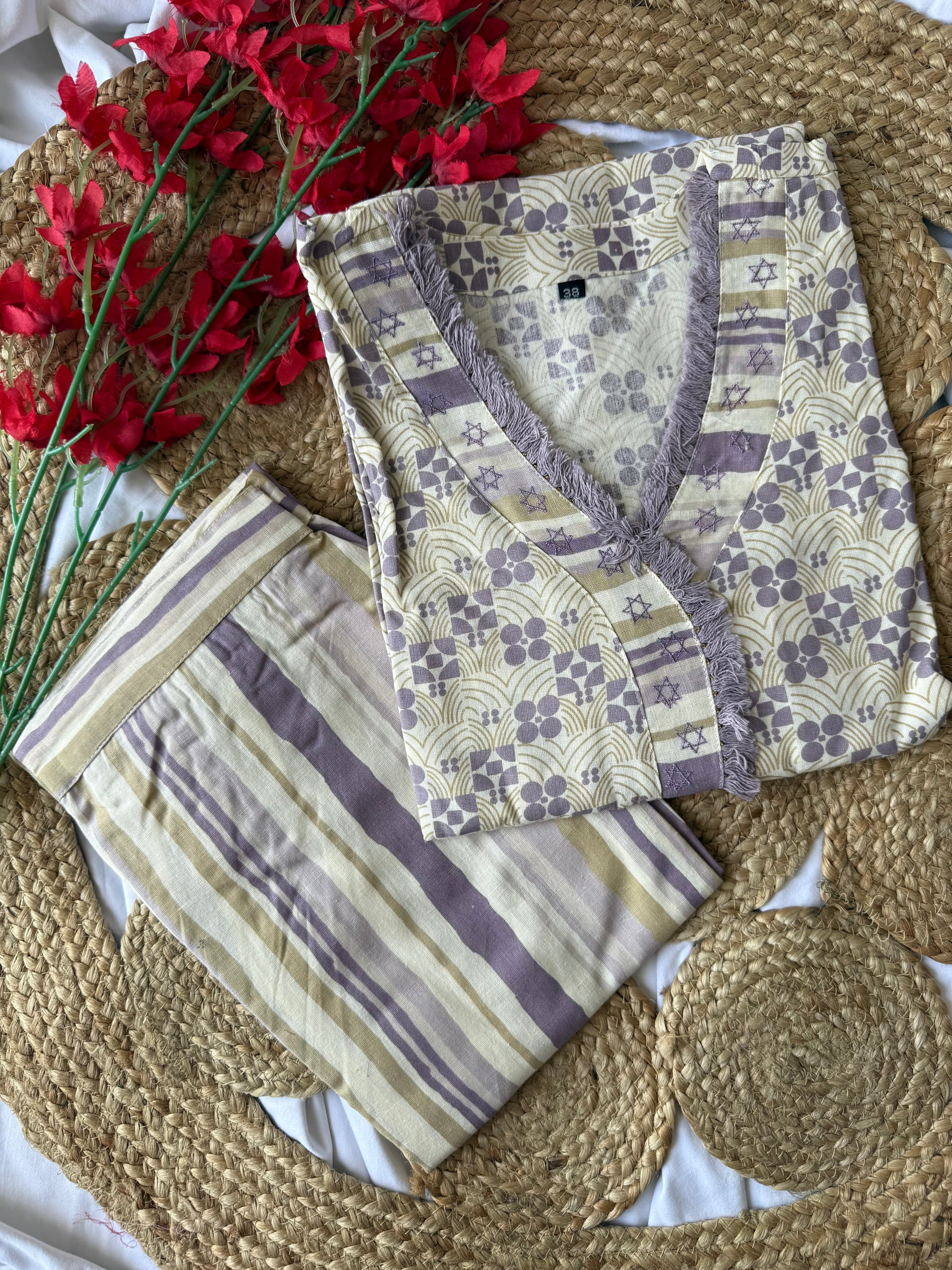 Khadi Cotton Kurti Pant Set