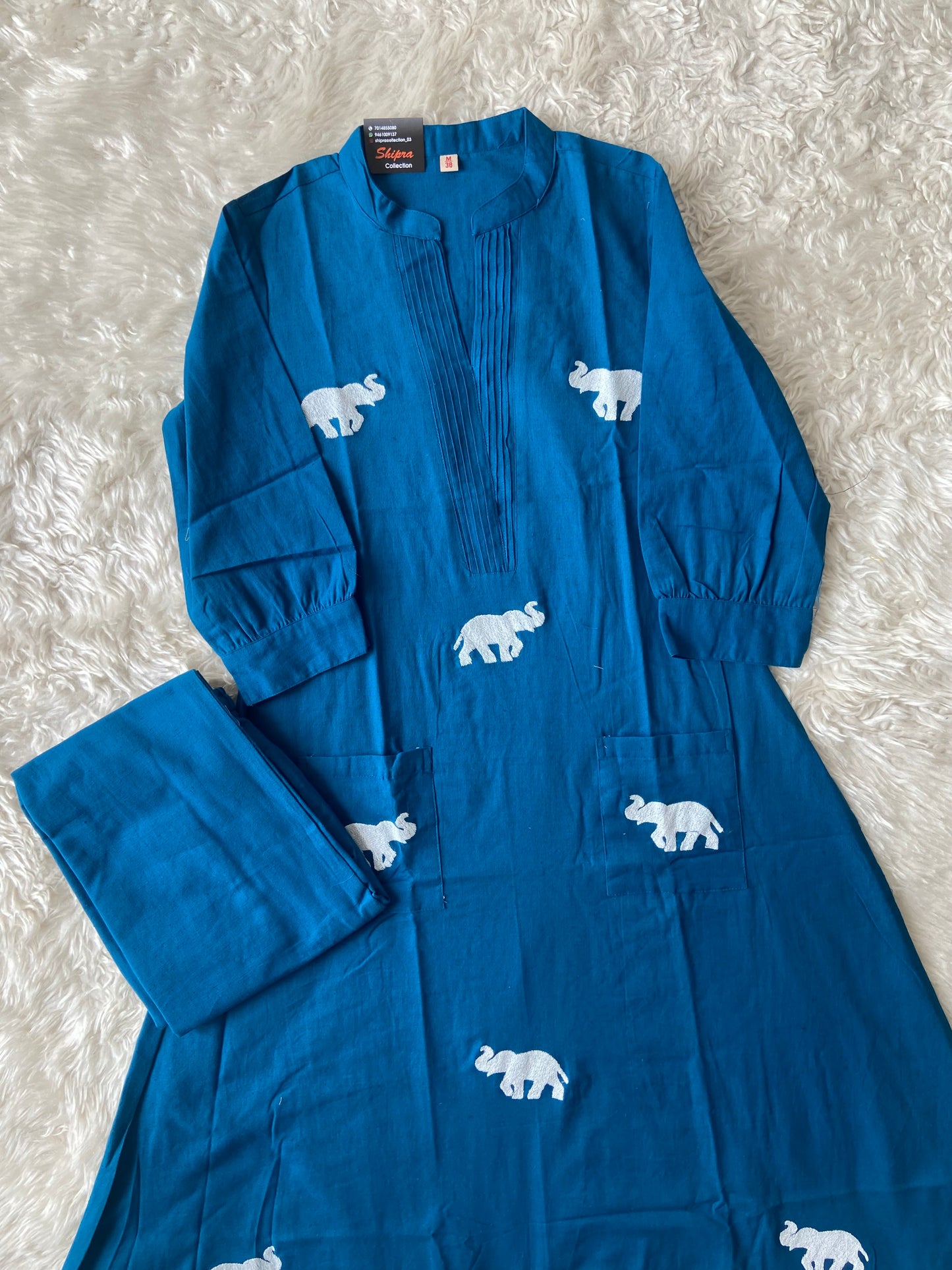 Elephant A-line Kurti Plazo Set