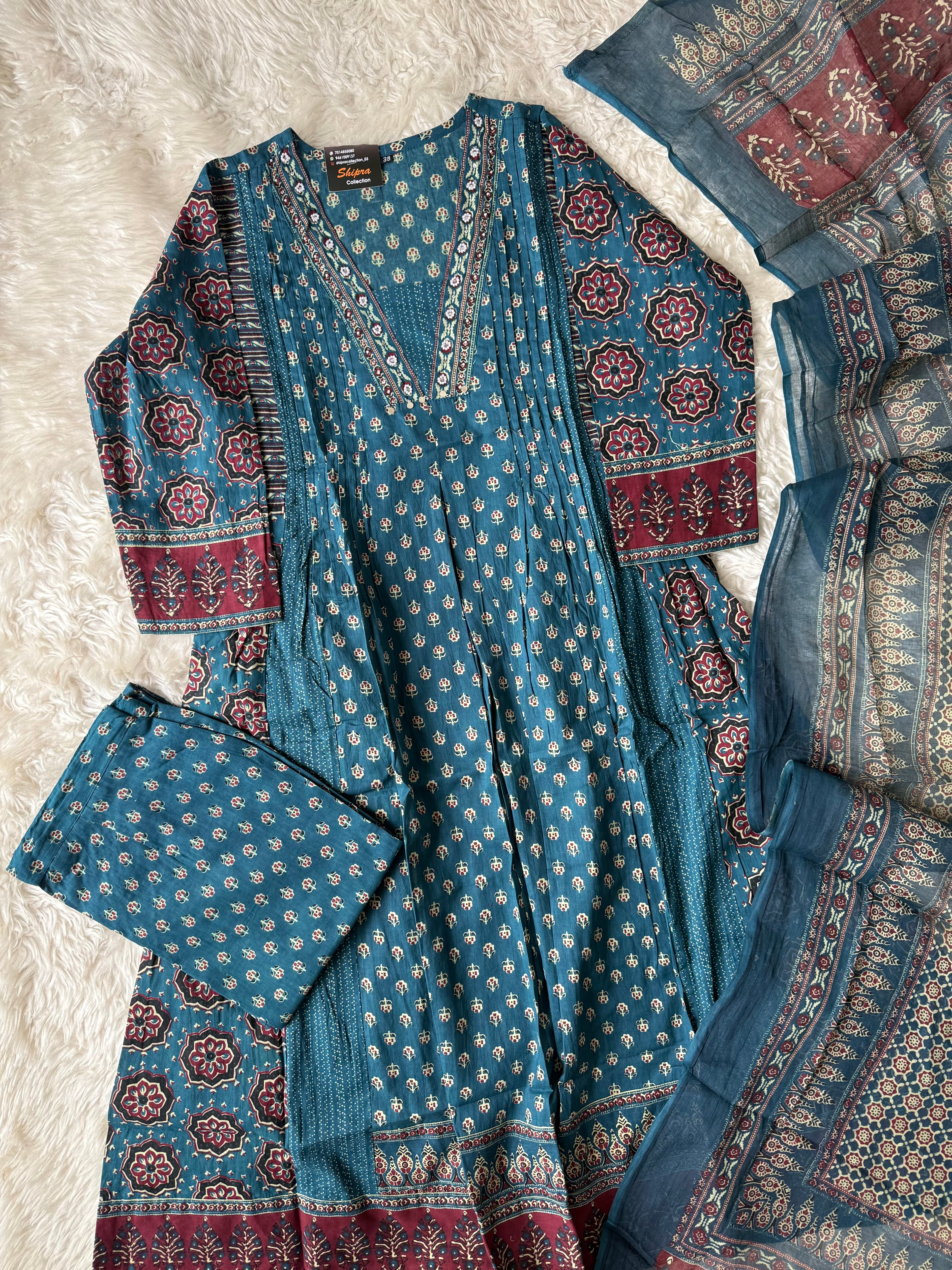 Premium Cotton Kurti plazo Dupatta Set