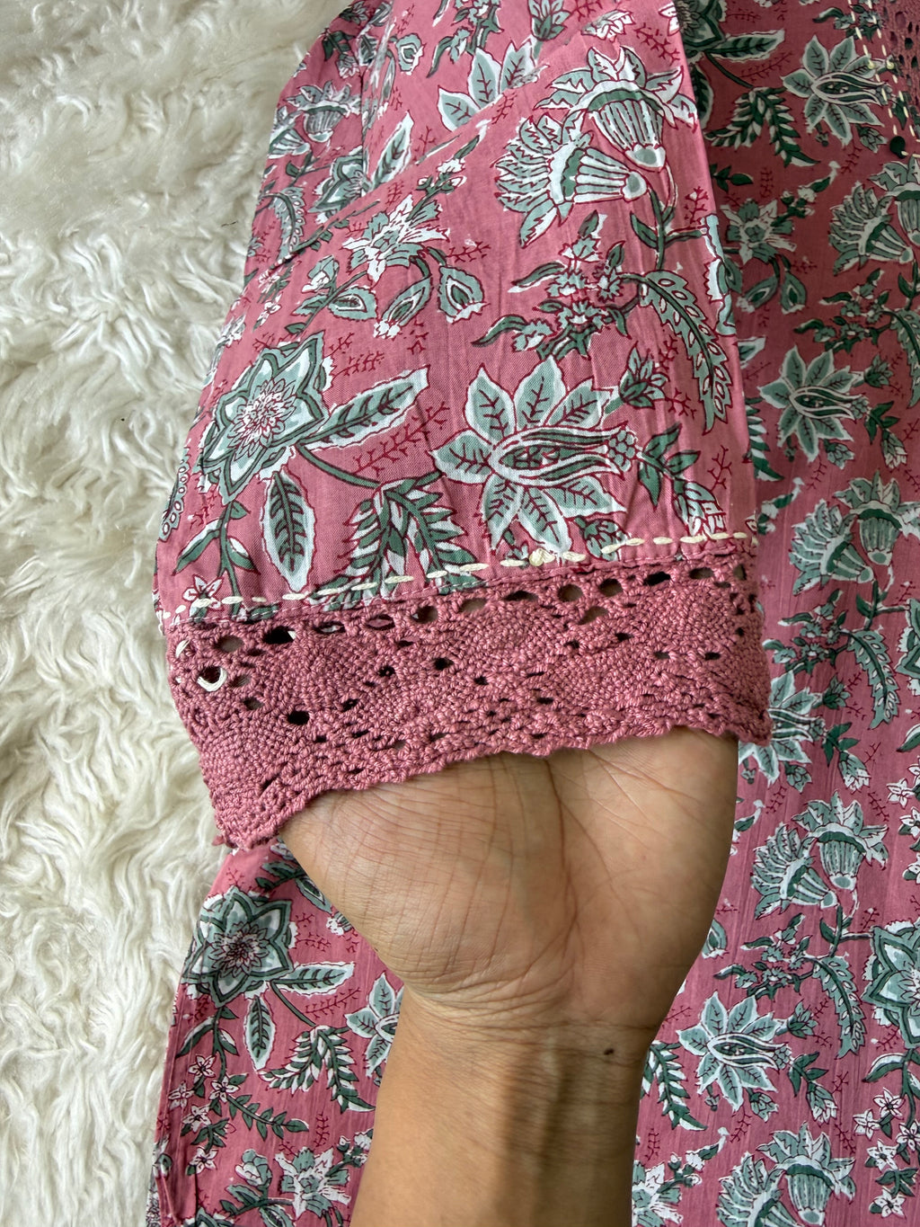 V-Neck Lace Details Kurti