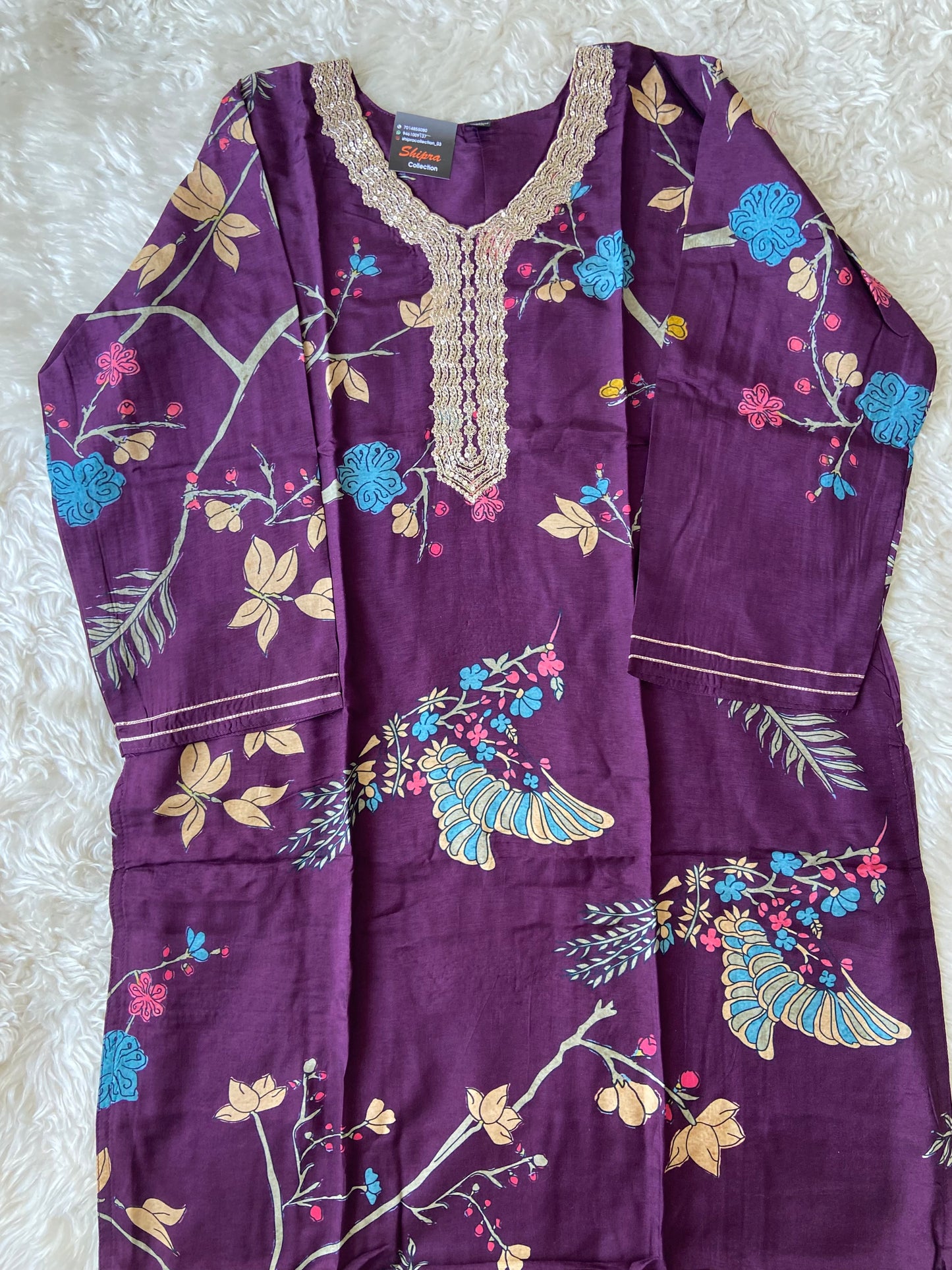 Plus Size Russian Silk Kurti Pant Dupatta Set