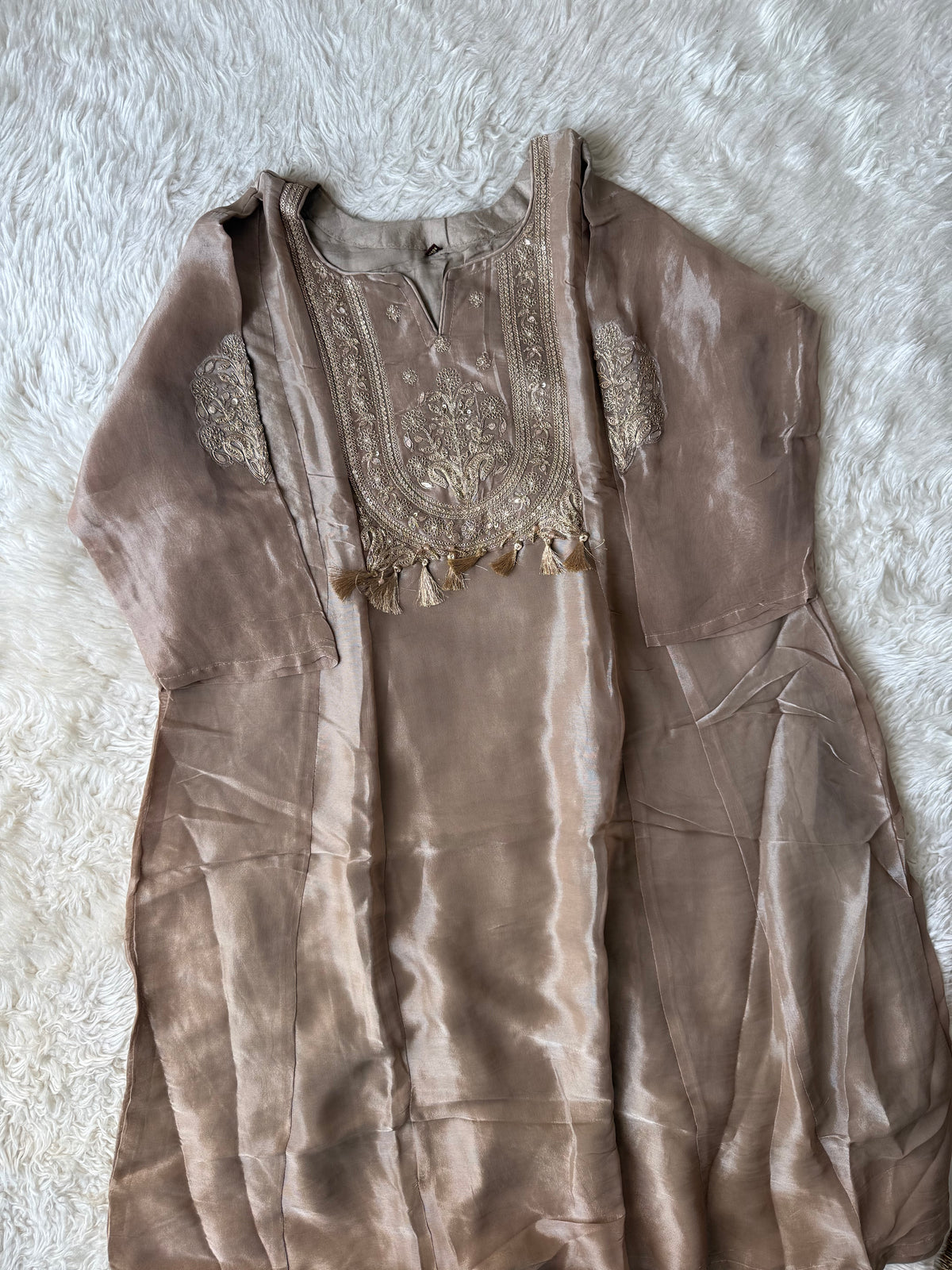 Tissue Shimmer Kurti Pant Dupatta Set