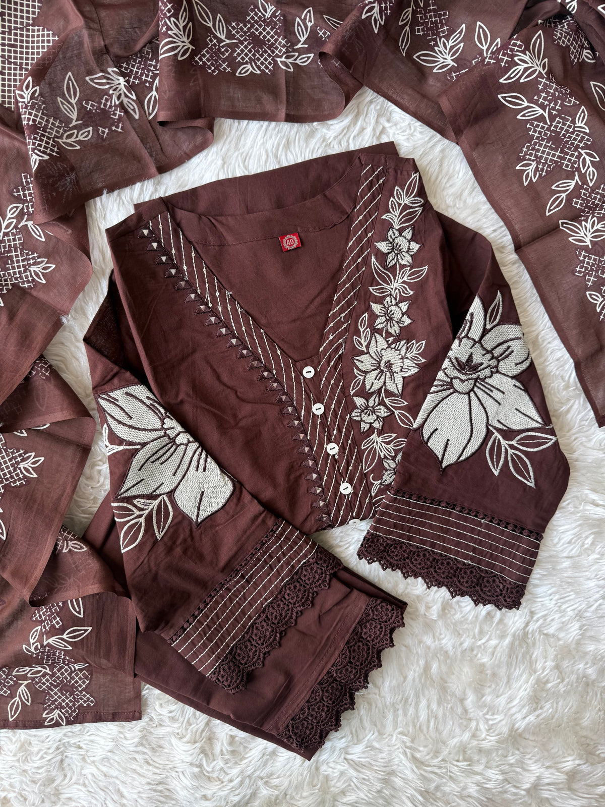Pure Cotton Kurti Pant Dupatta Set