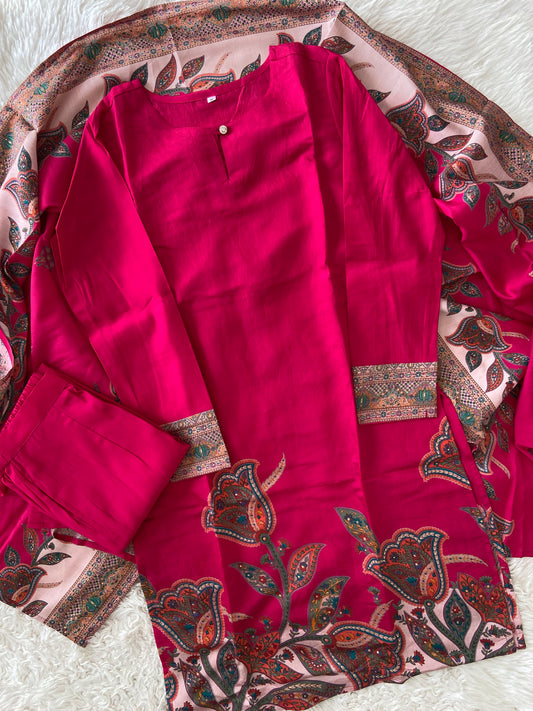 Pure Muslin Silk Kurti PlazoDupatta Set