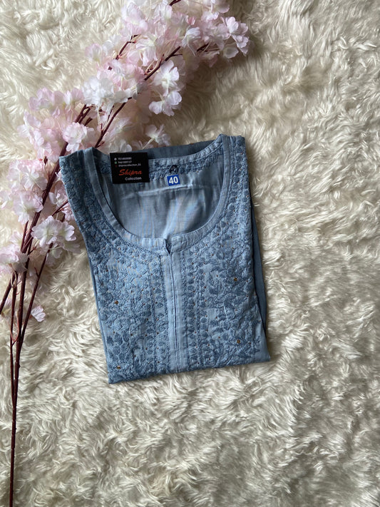 Premium Muslin Silk Chikankari kurti