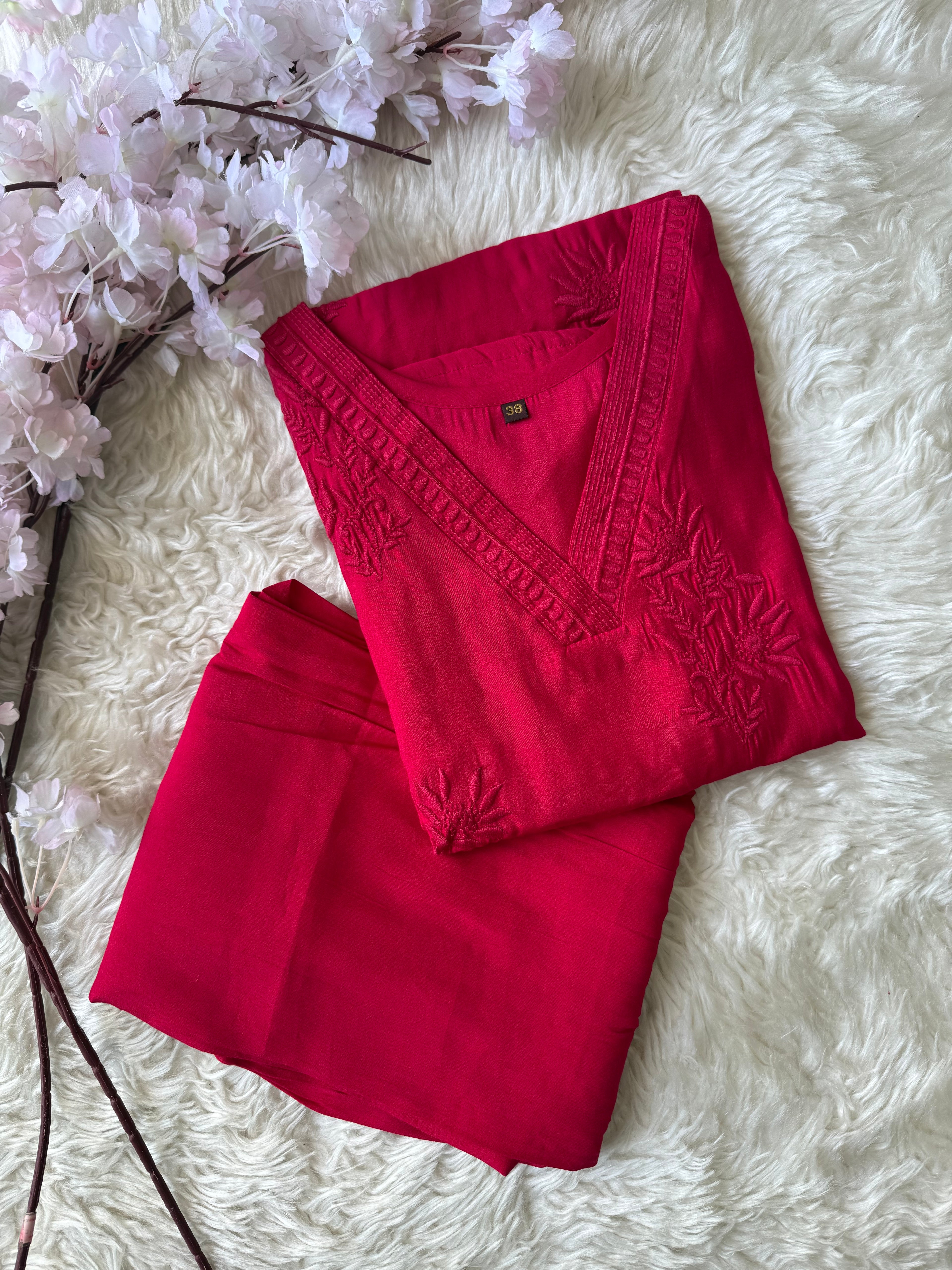 Pure Muslin Silk Kurti Plazo Set