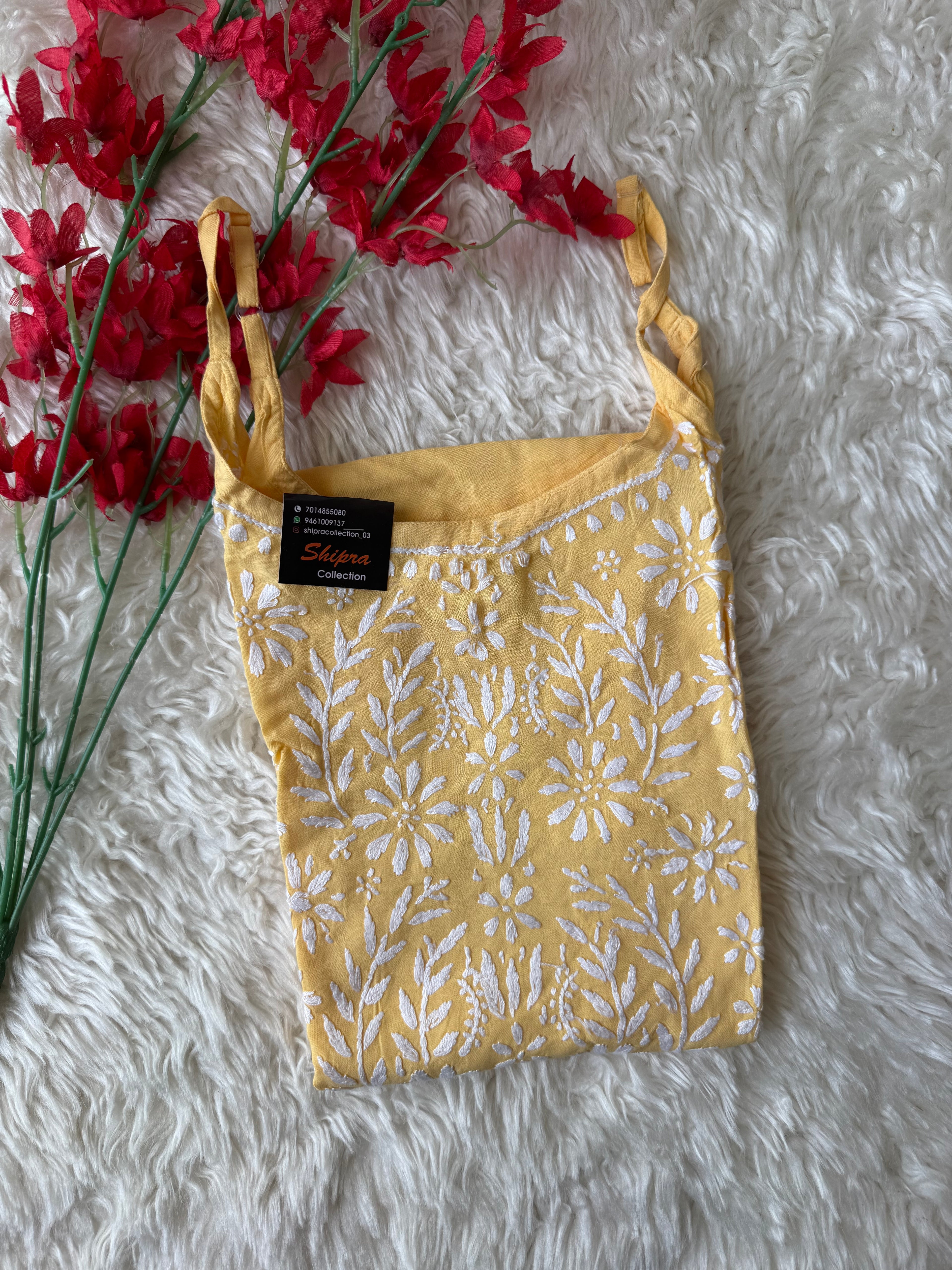 Heavy Rayon Strap Chikankari kurti