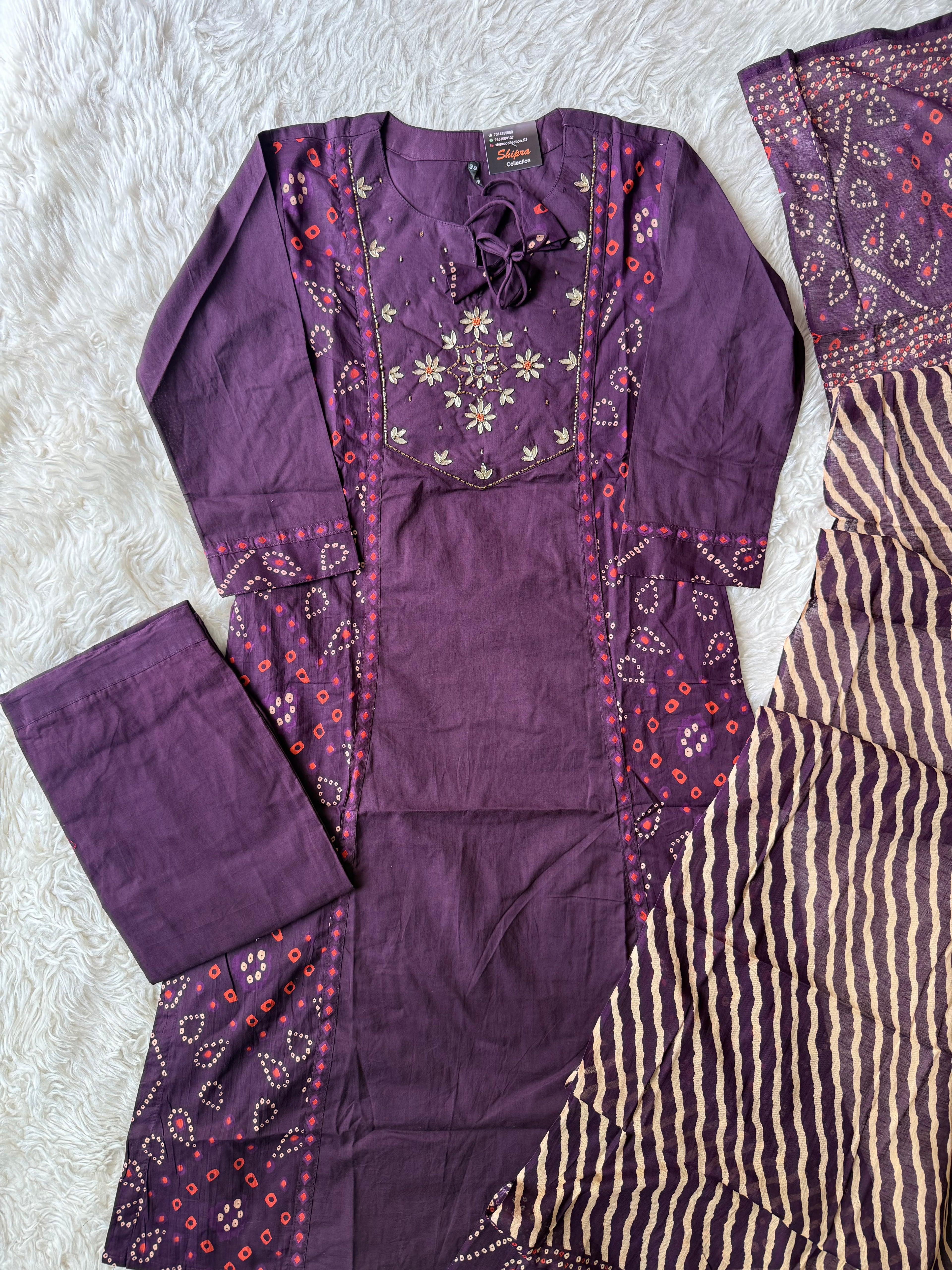 Premium Cotton Bandhani Set