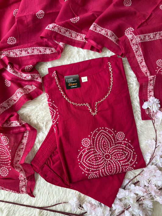 Premium Cotton Kurti Pant Dupatta Set