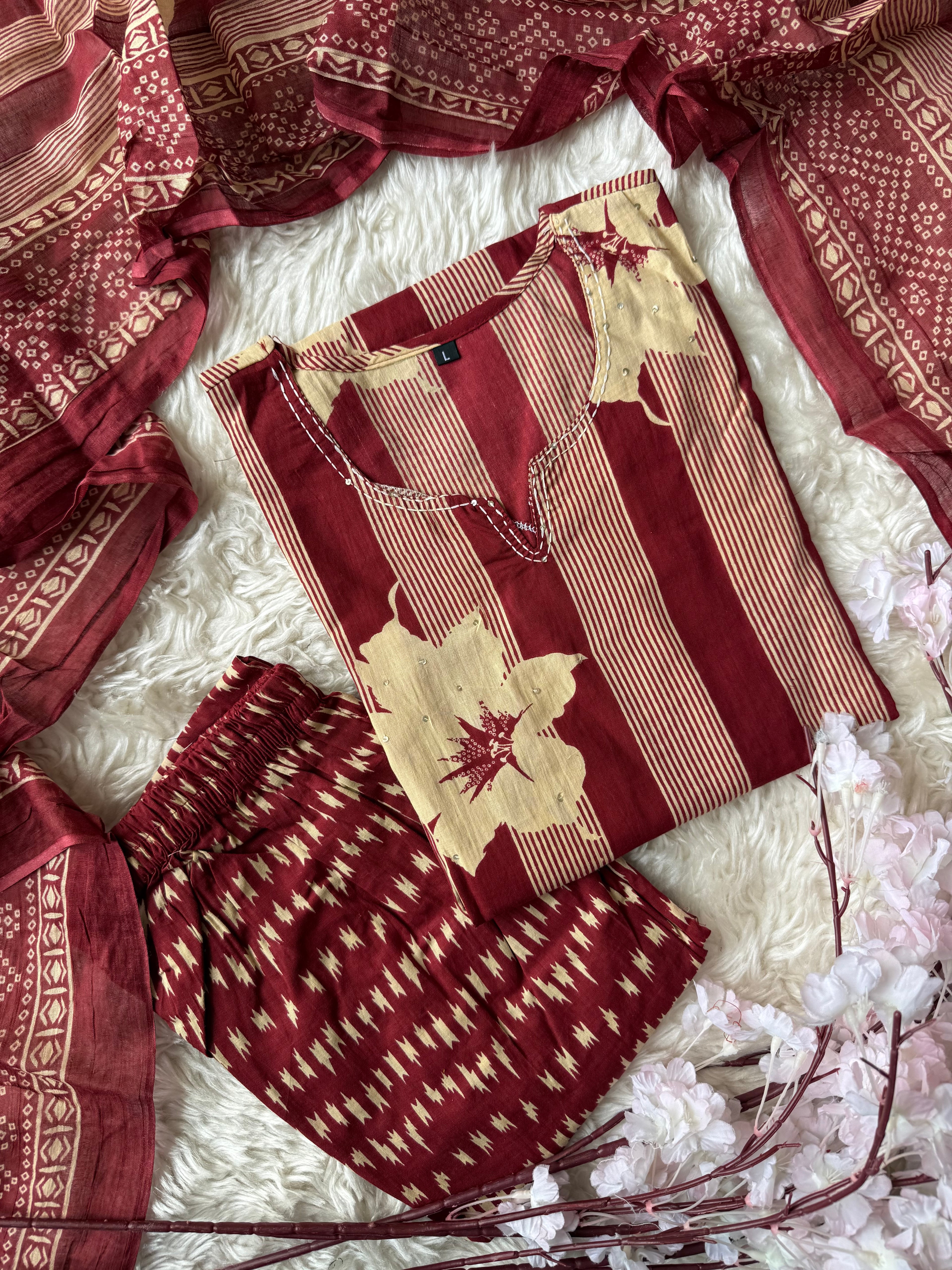 Budget Friendly Kurti Pant Dupatta Set