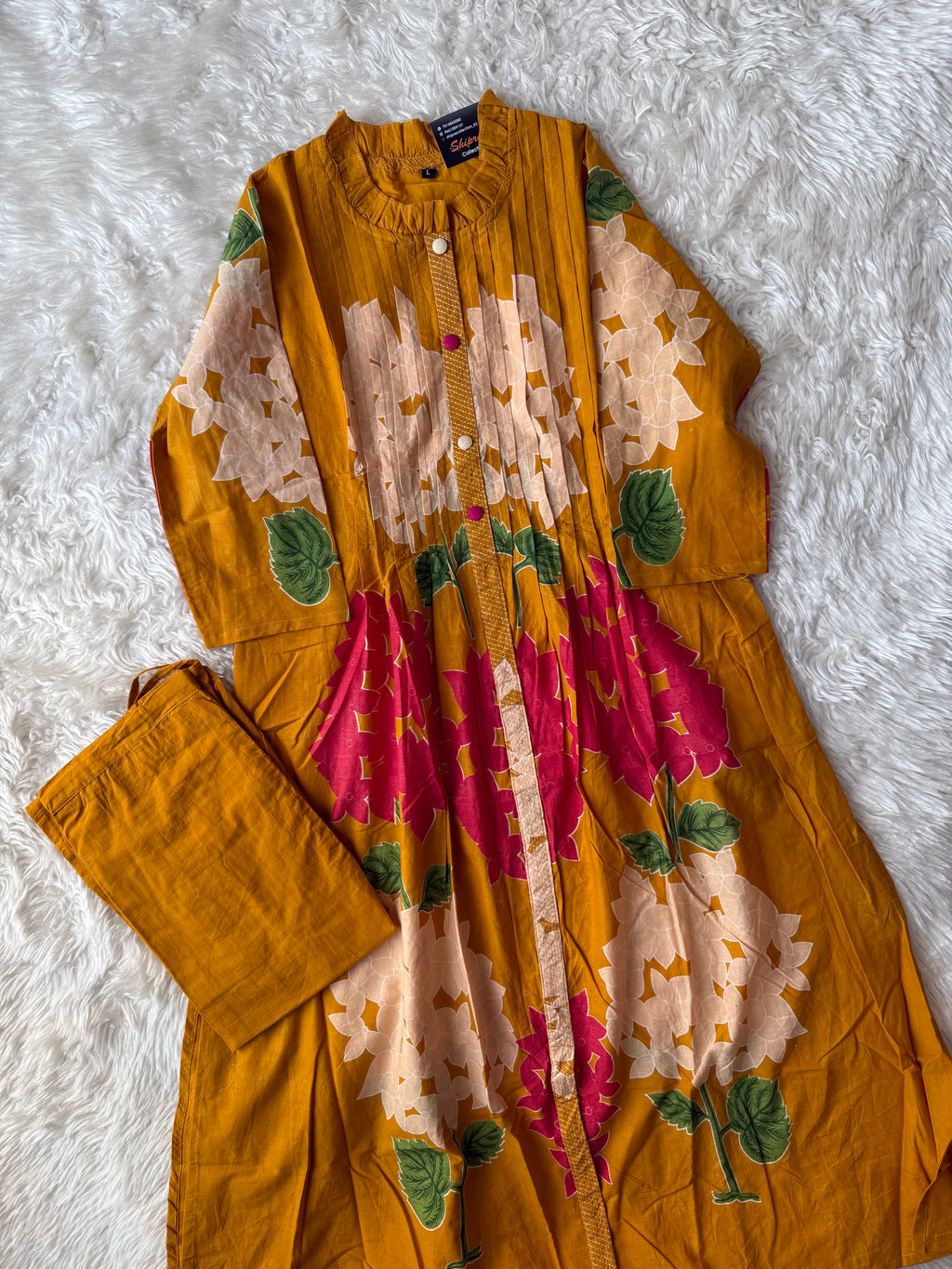 Cotton A-line Kurti Pant Set