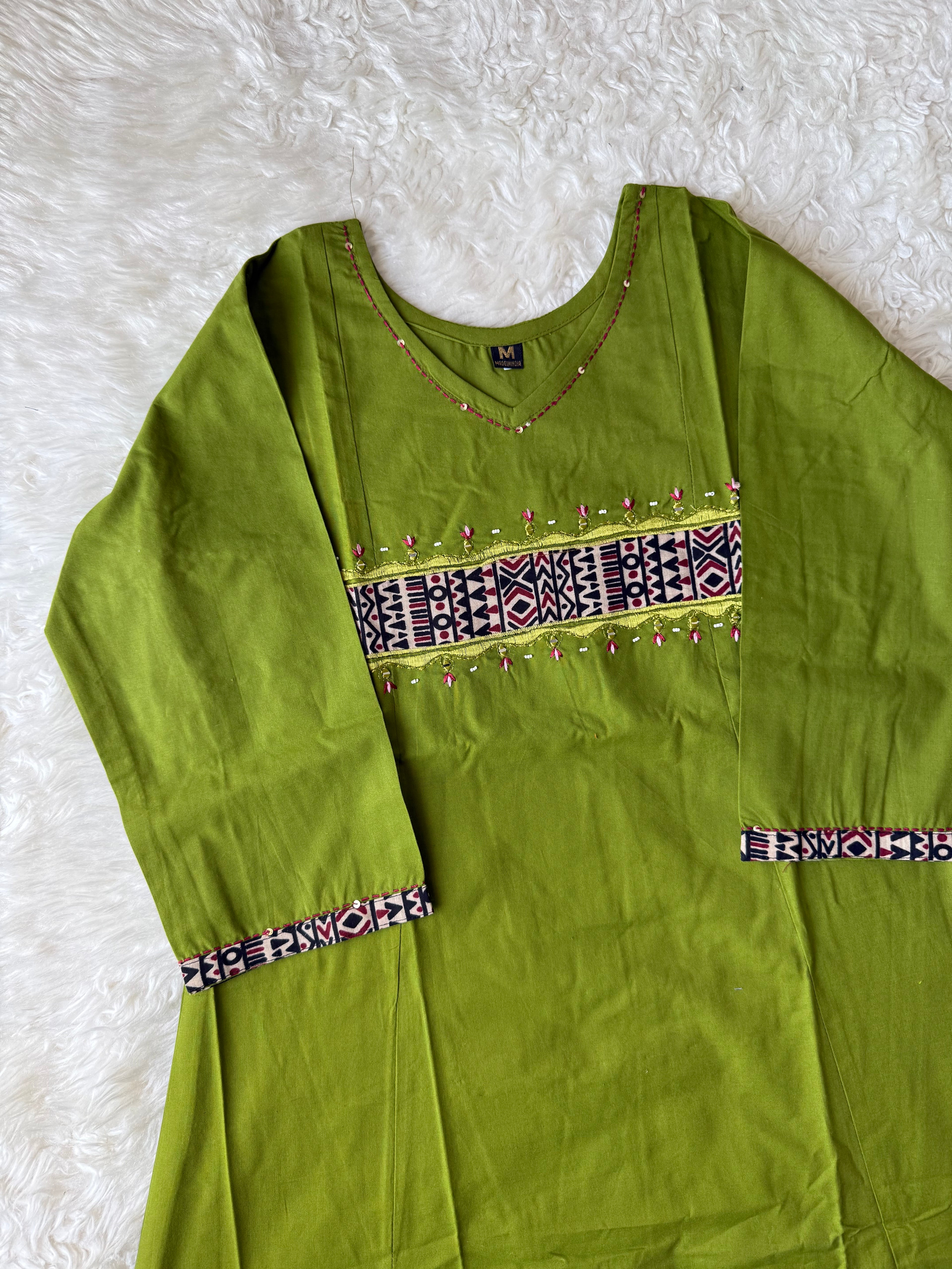 Pure Cotton Aline Kurti Plazo Dupatta Set
