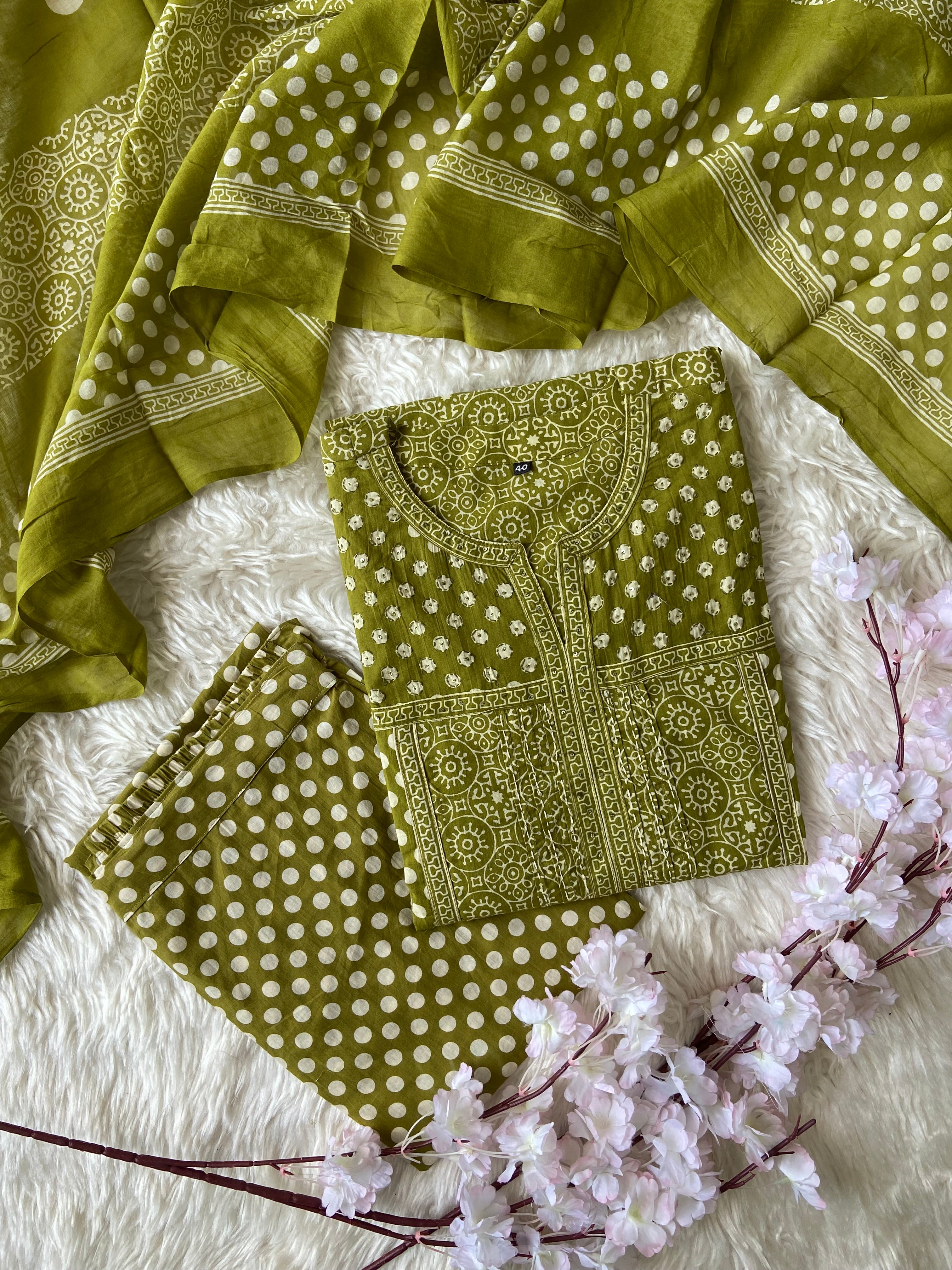 Premium Cotton Kurti Pant Dupatta Set