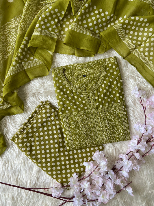 Premium Cotton Kurti Pant Dupatta Set