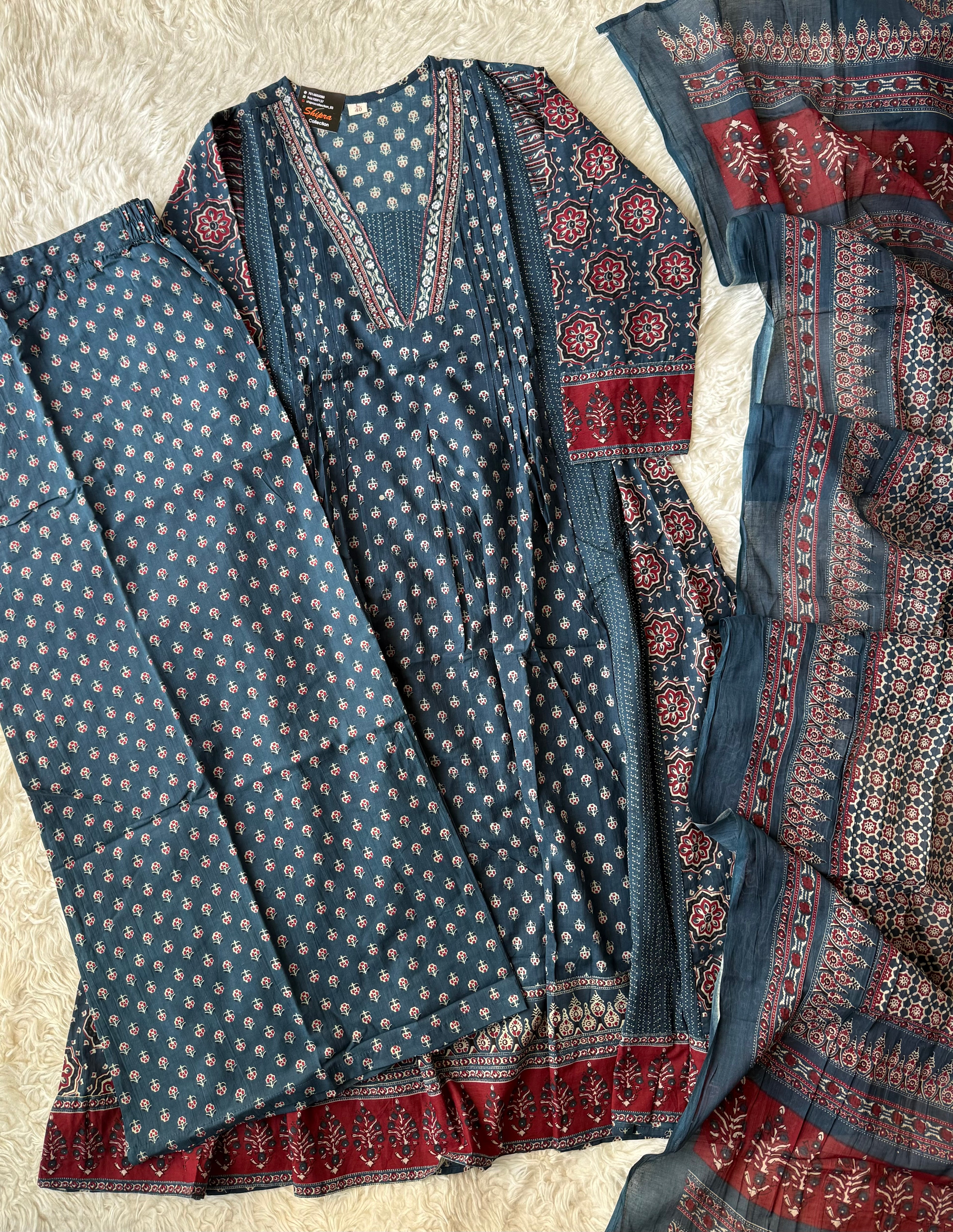 Premium Cotton Kurti plazo Dupatta Set