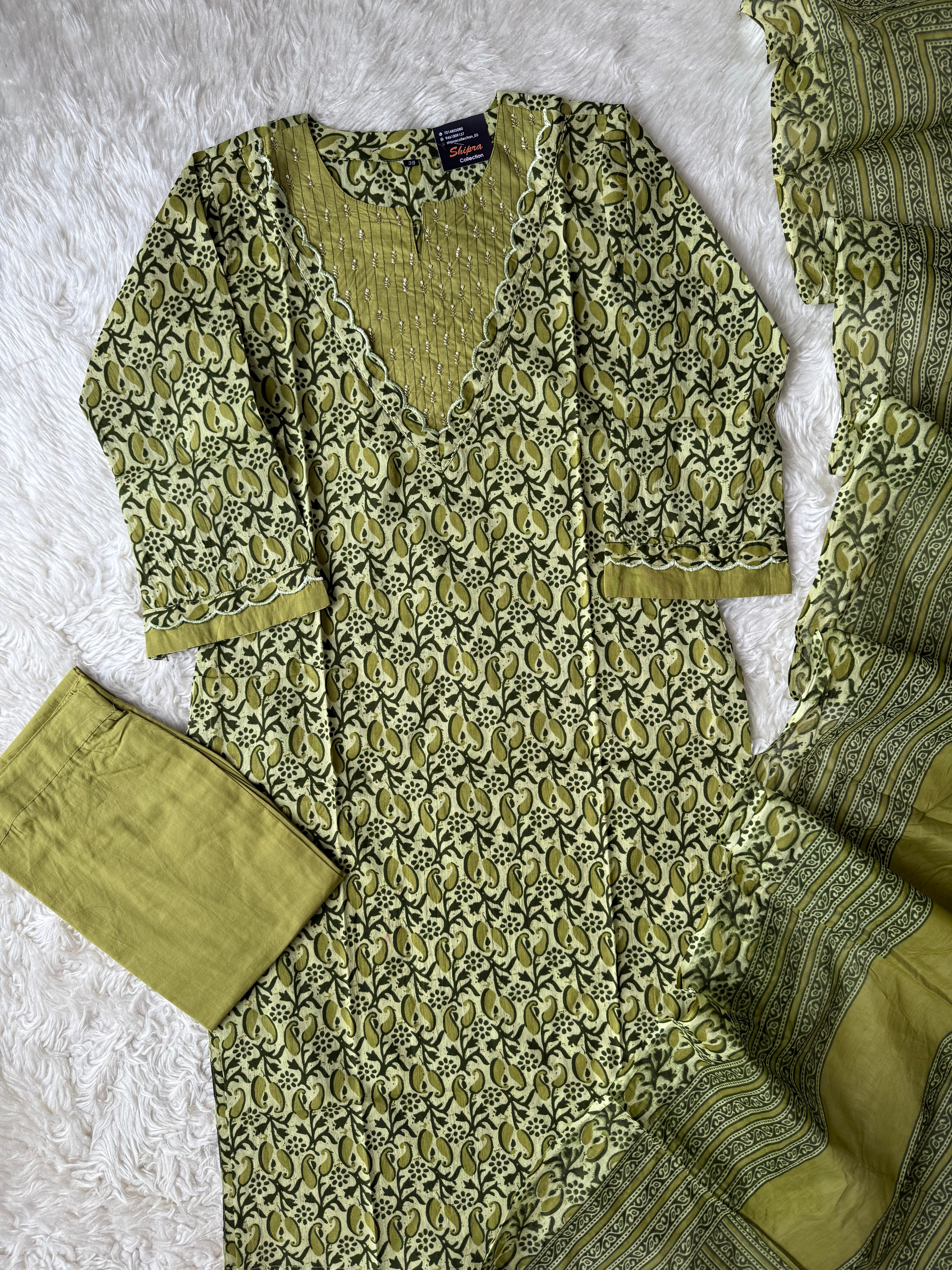 Premium Cotton Kurti Pant Dupatta Set