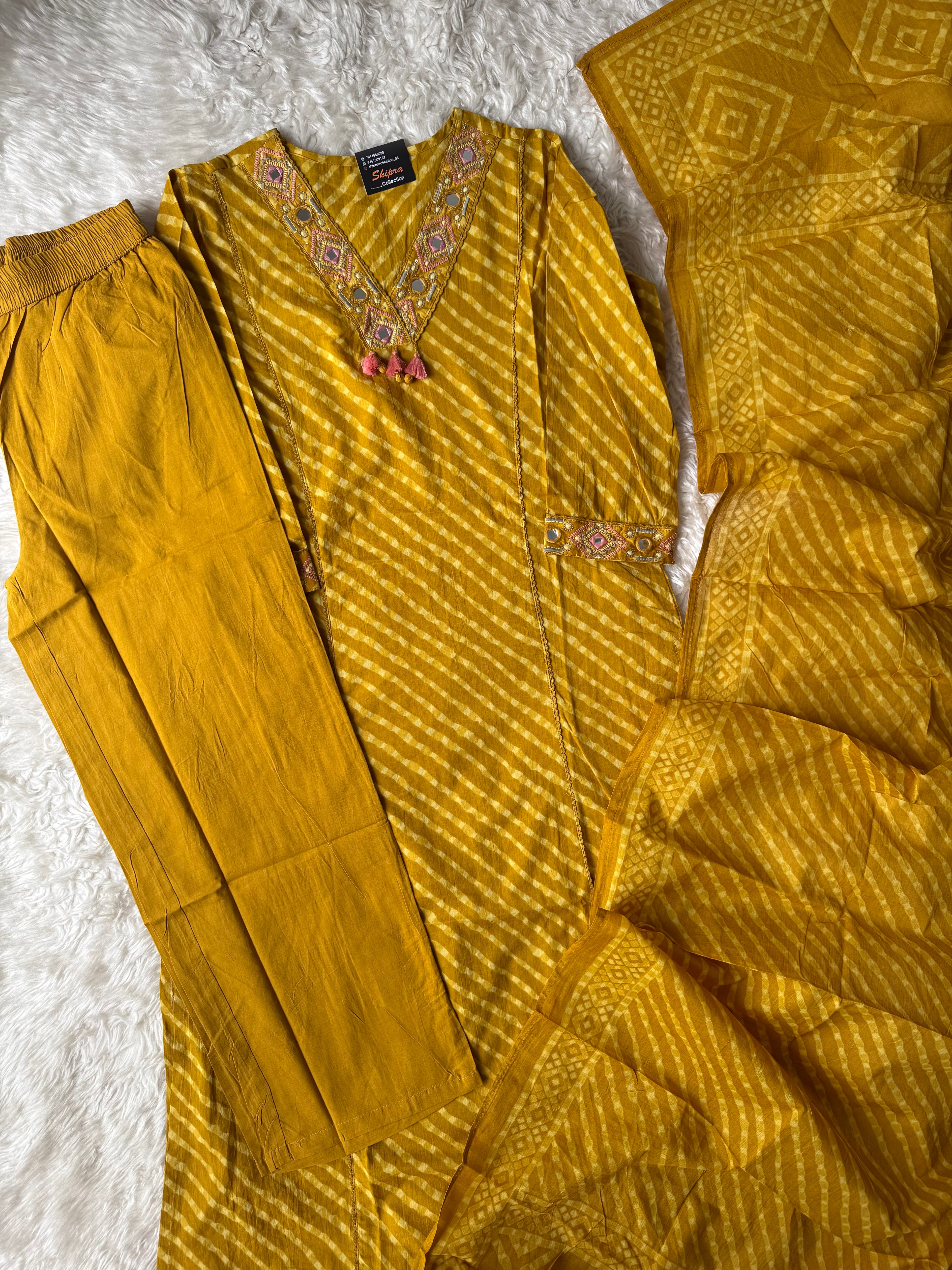 Premium Cotton Lehariya Set