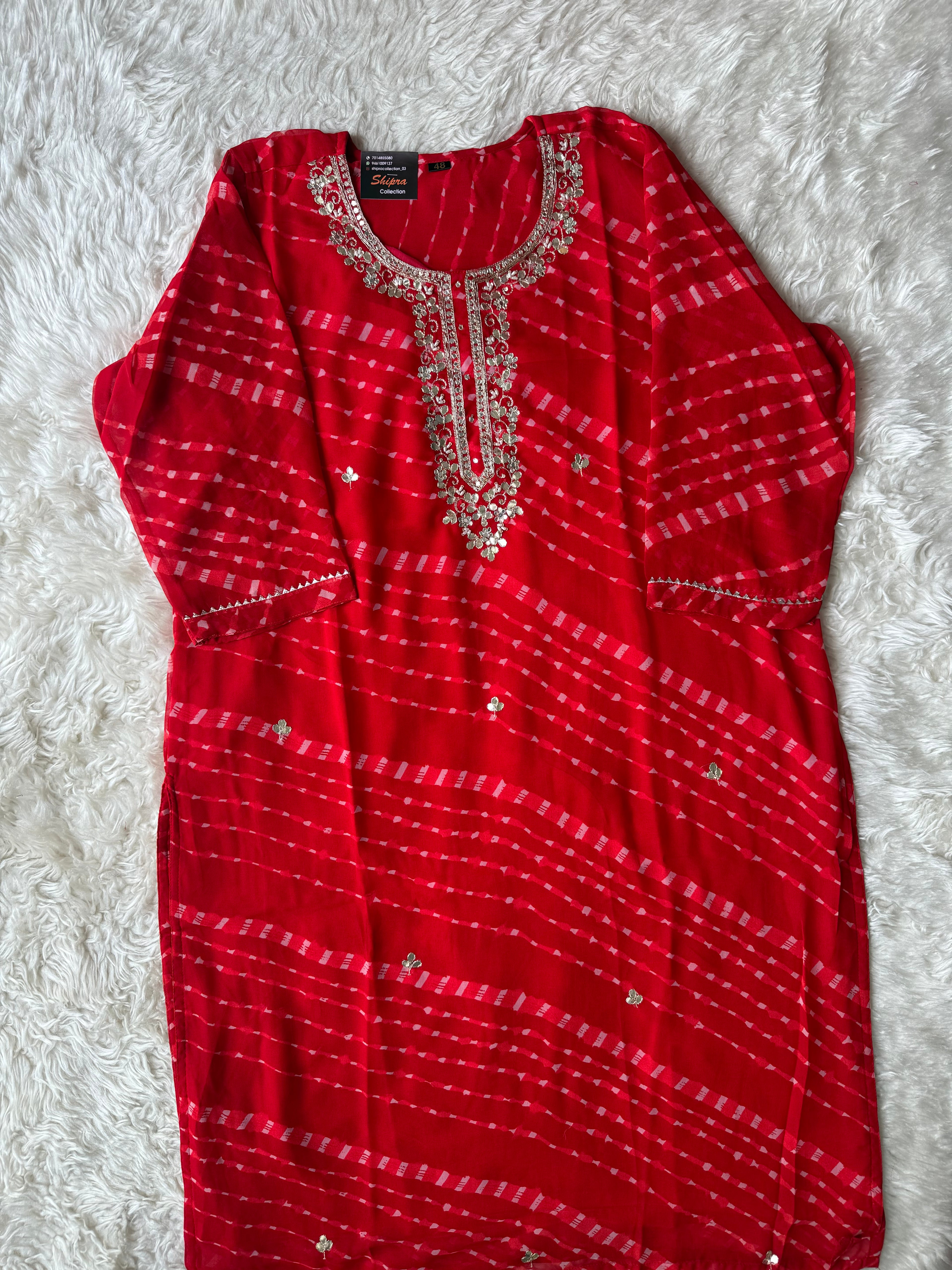 “Plus Size” Georgette Kurti Plazo Dupatta Set