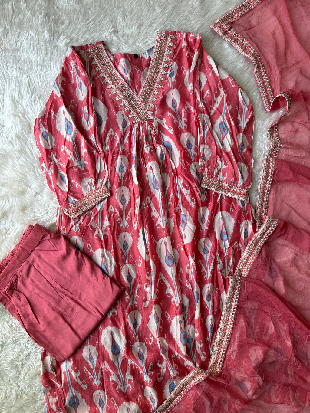 Butter Silk Kurti Pant Dupatta Set