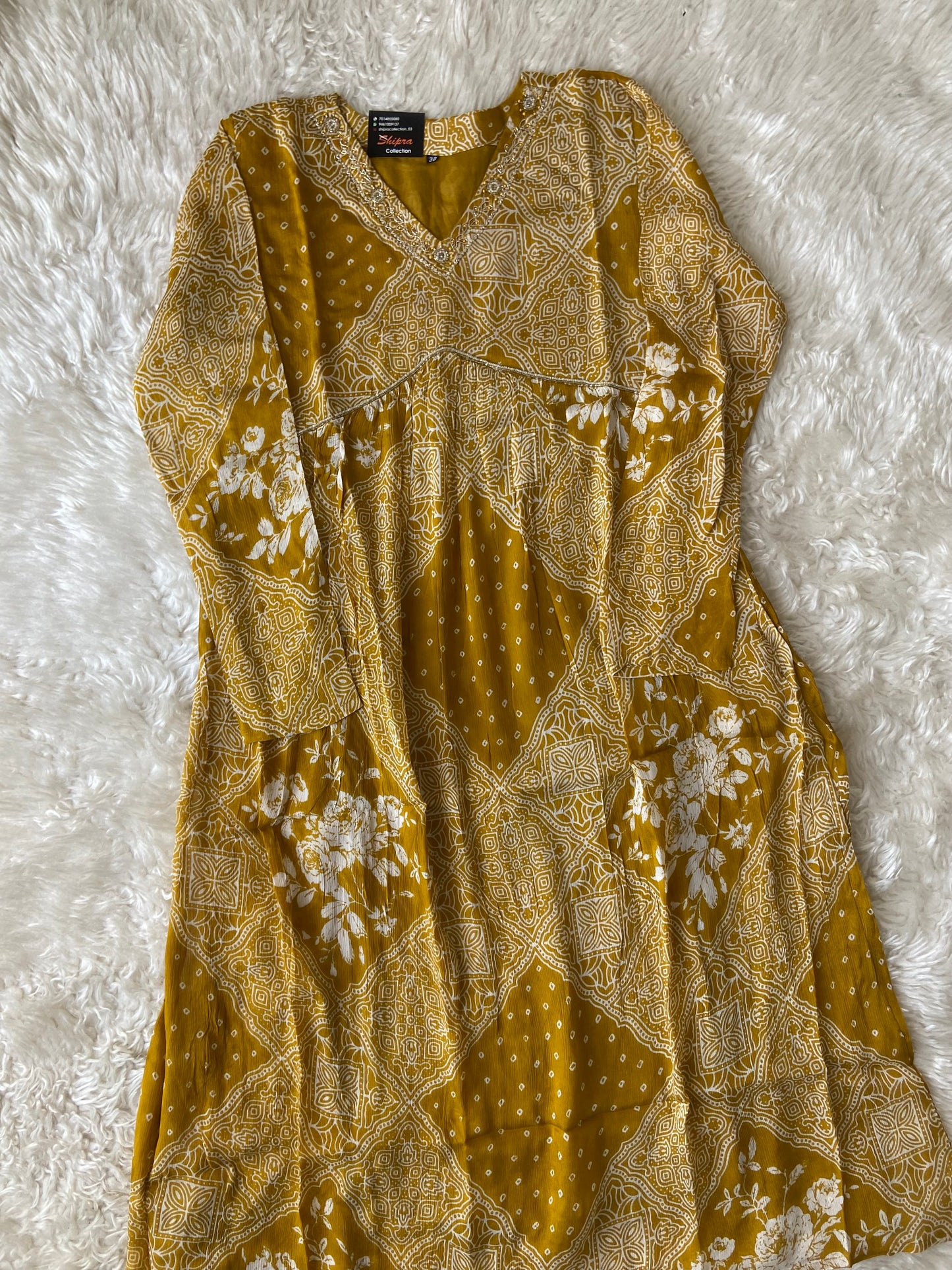 Pure Chinon Kurti Full Sleeves