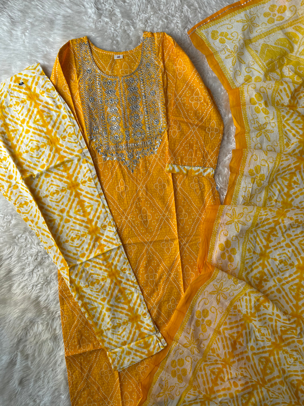 Pure Cotton Kurti Pant Dupatta Set