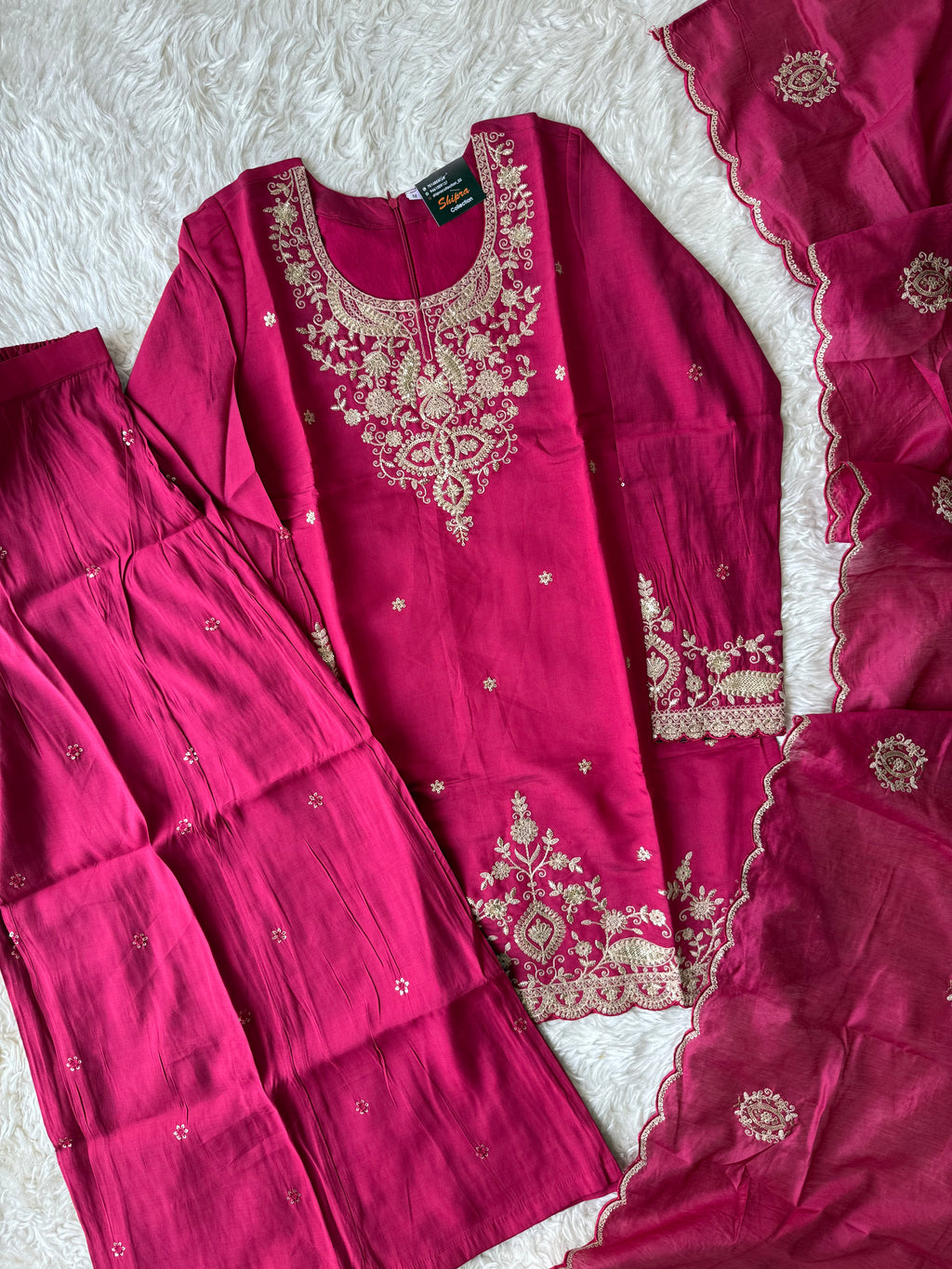 Muslin Silk Kurti Sharara Dupatta Set
